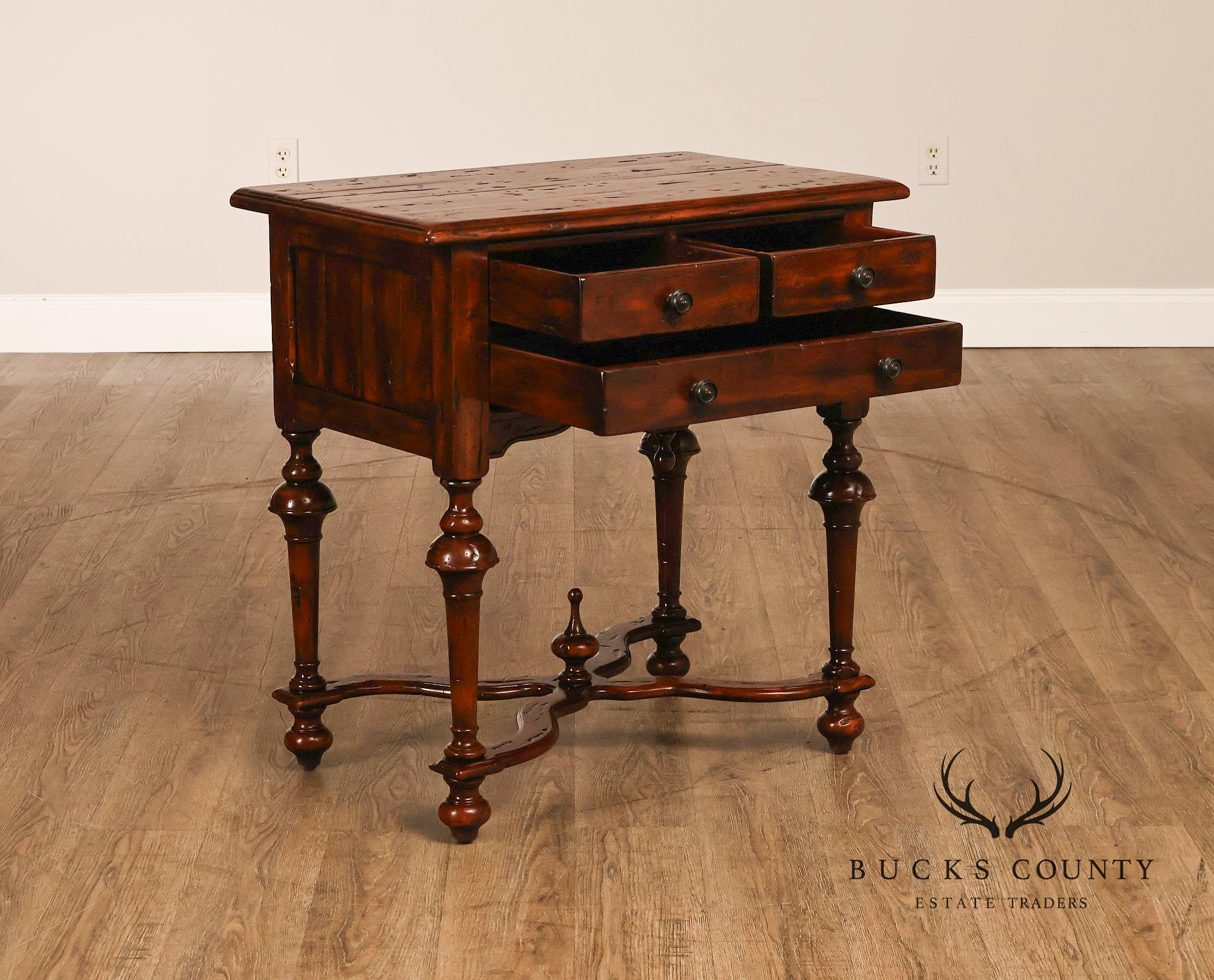 Theodore Alexander Castle Bromwich Antiqued Wood Lowboy End Table