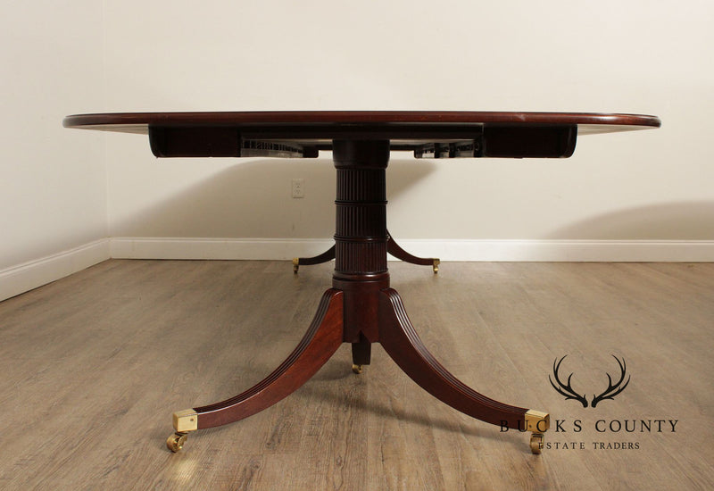 Baker Stately Homes Collection Banded Mahogany Pedestal Dining Table