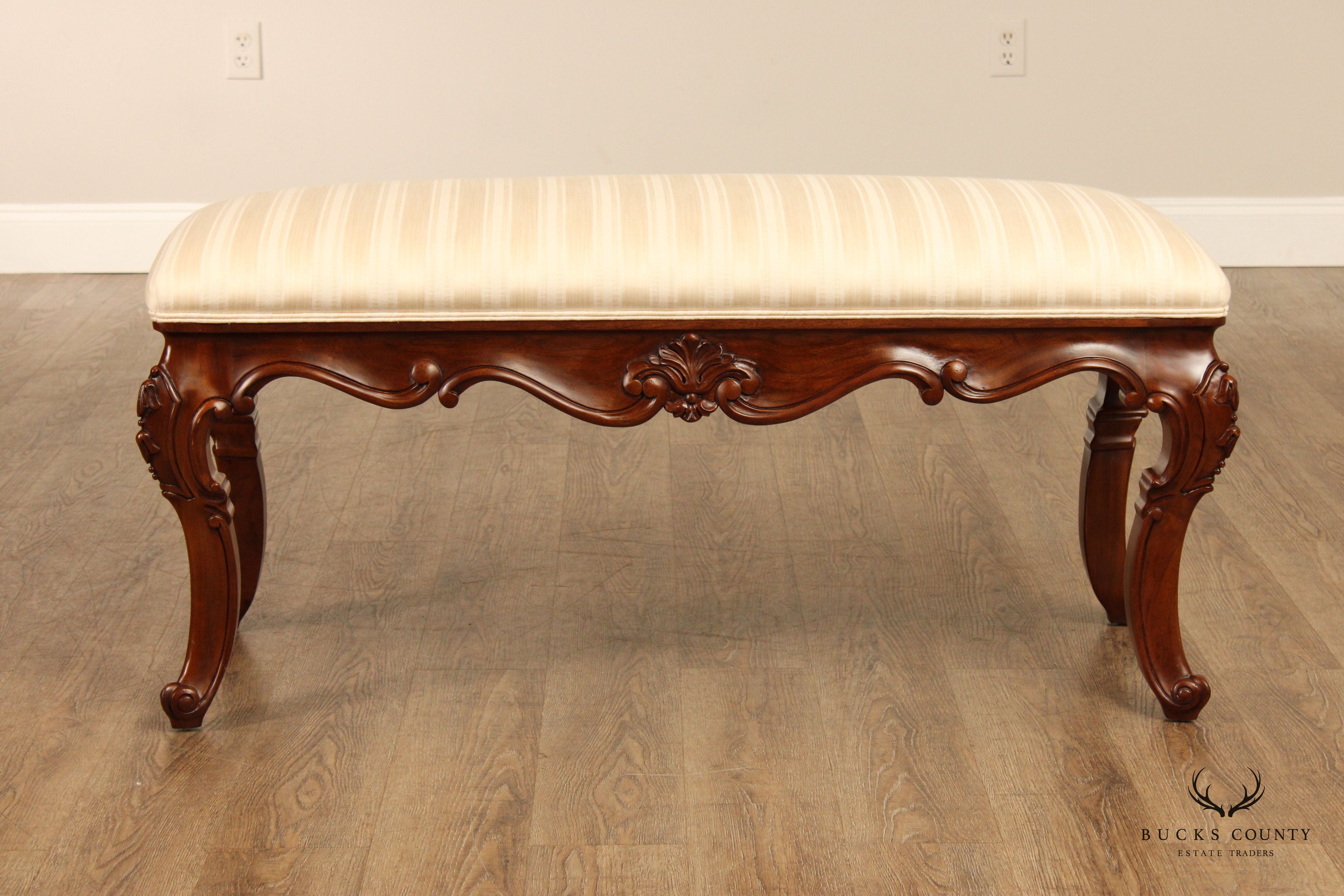 Karges Rococo Style Carved Walnut Upholstered Window Bench