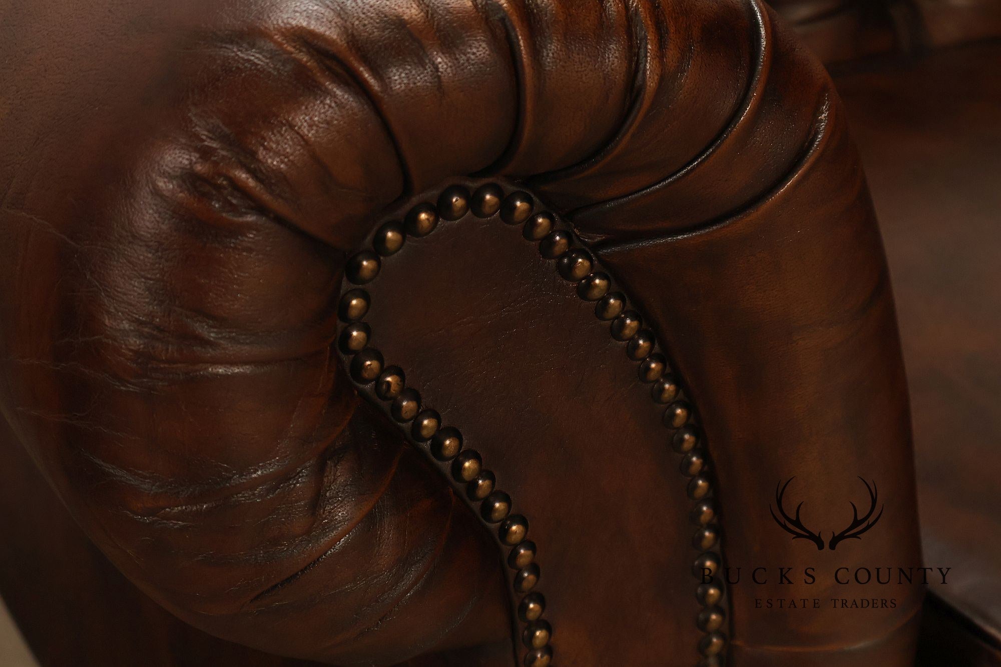 Chesterfield Style 6 Foot Brown Tufted Leather Sofa