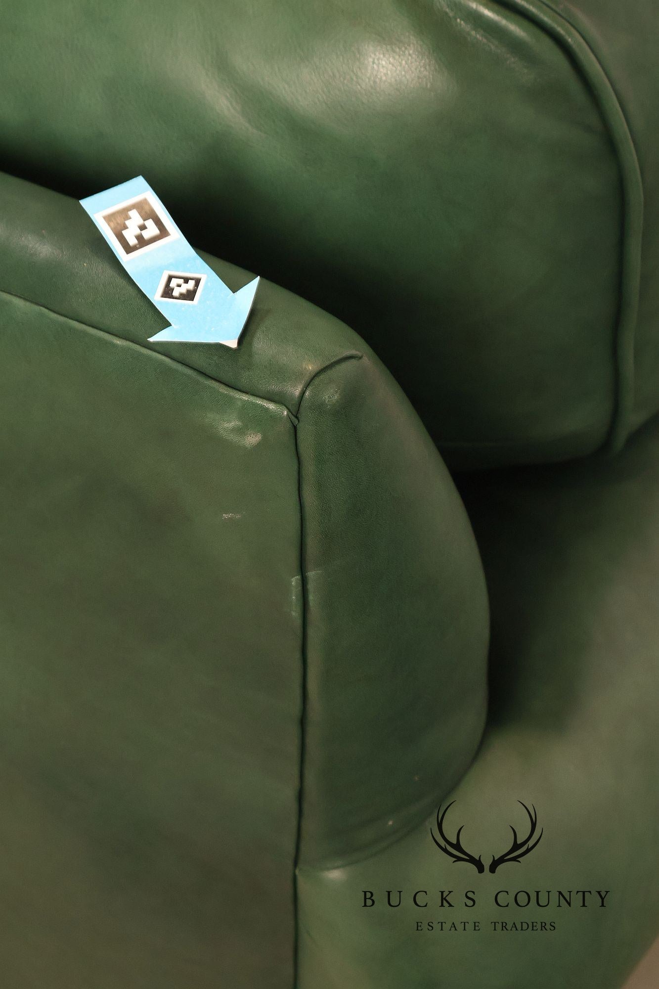 Ethan Allen Green Leather Sofa