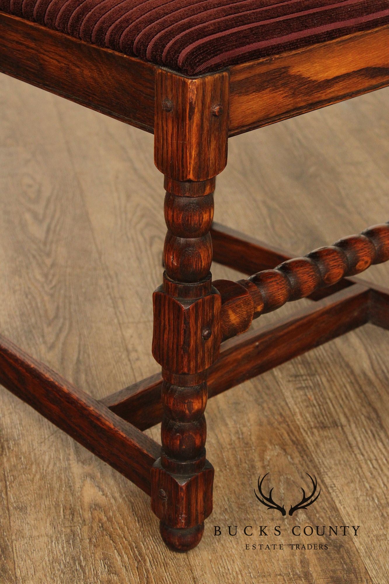 Jamestown Lounge Feudal Oak Pair of Carved Side Chairs