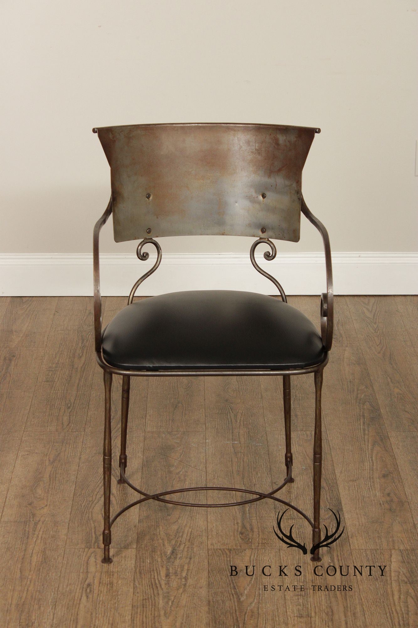 Mid Century Modern Wrought Iron Klismos Armchair