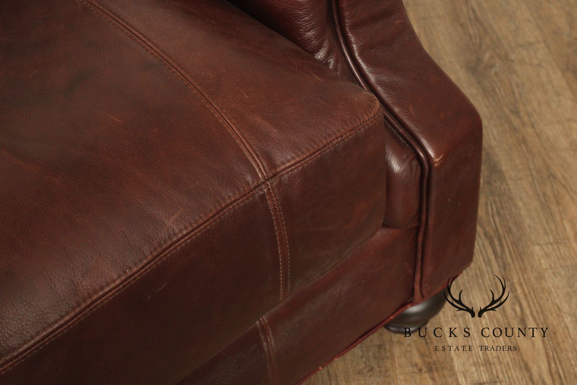 Henredon Traditional Brown Leather Sofa