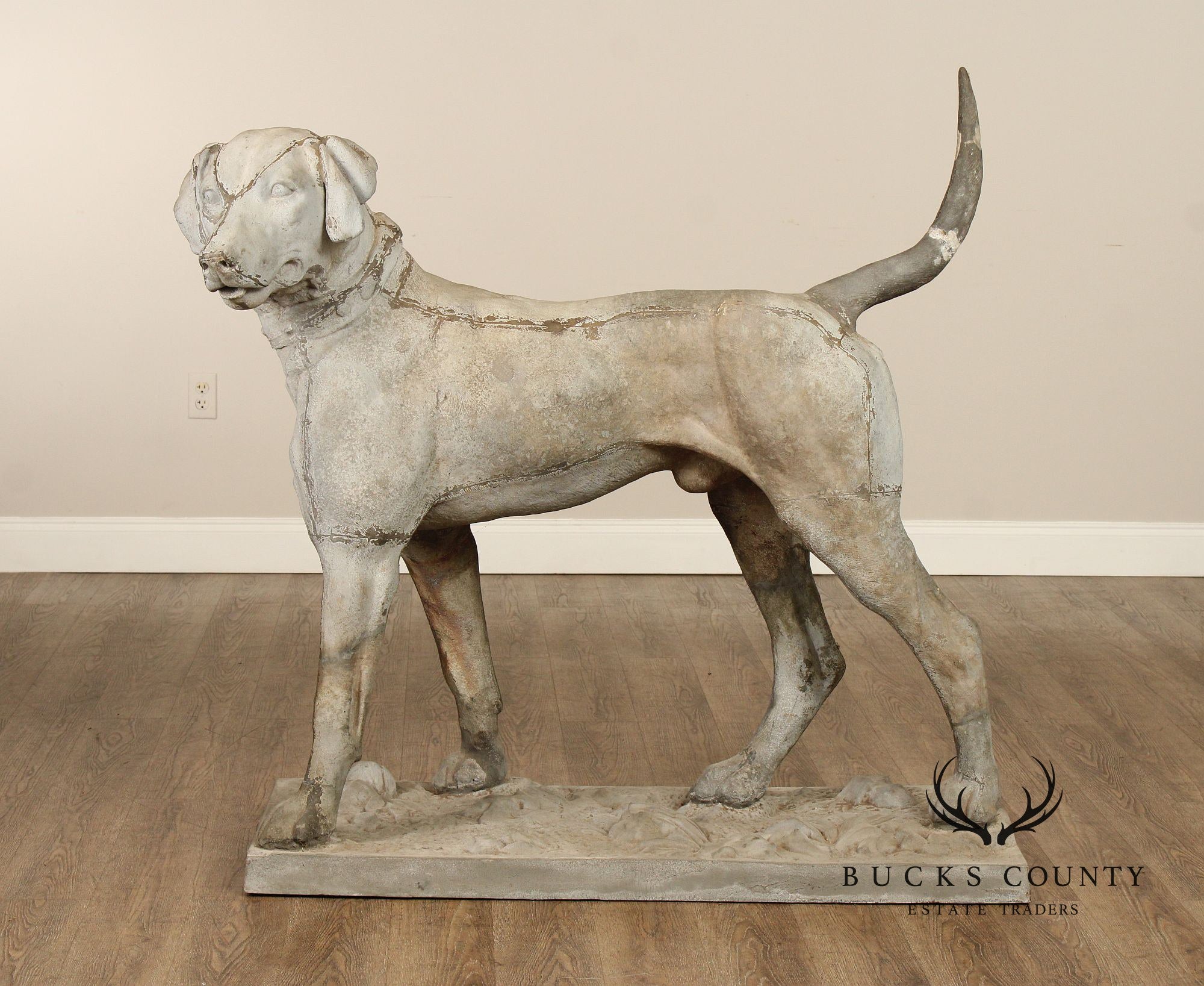 Antique J.W. Fiske Zinc Morley's Dog Statue