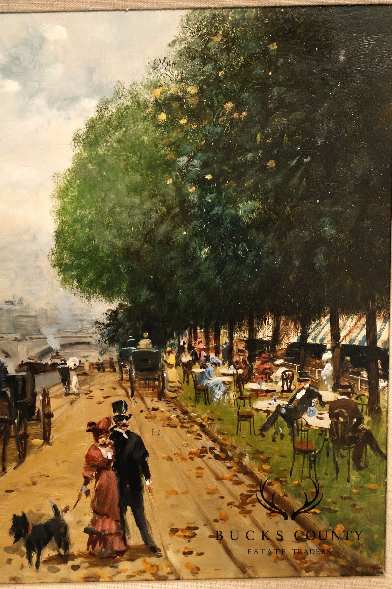 Francesco Tammaro Framed Painting, 'Strolling by the Seine'