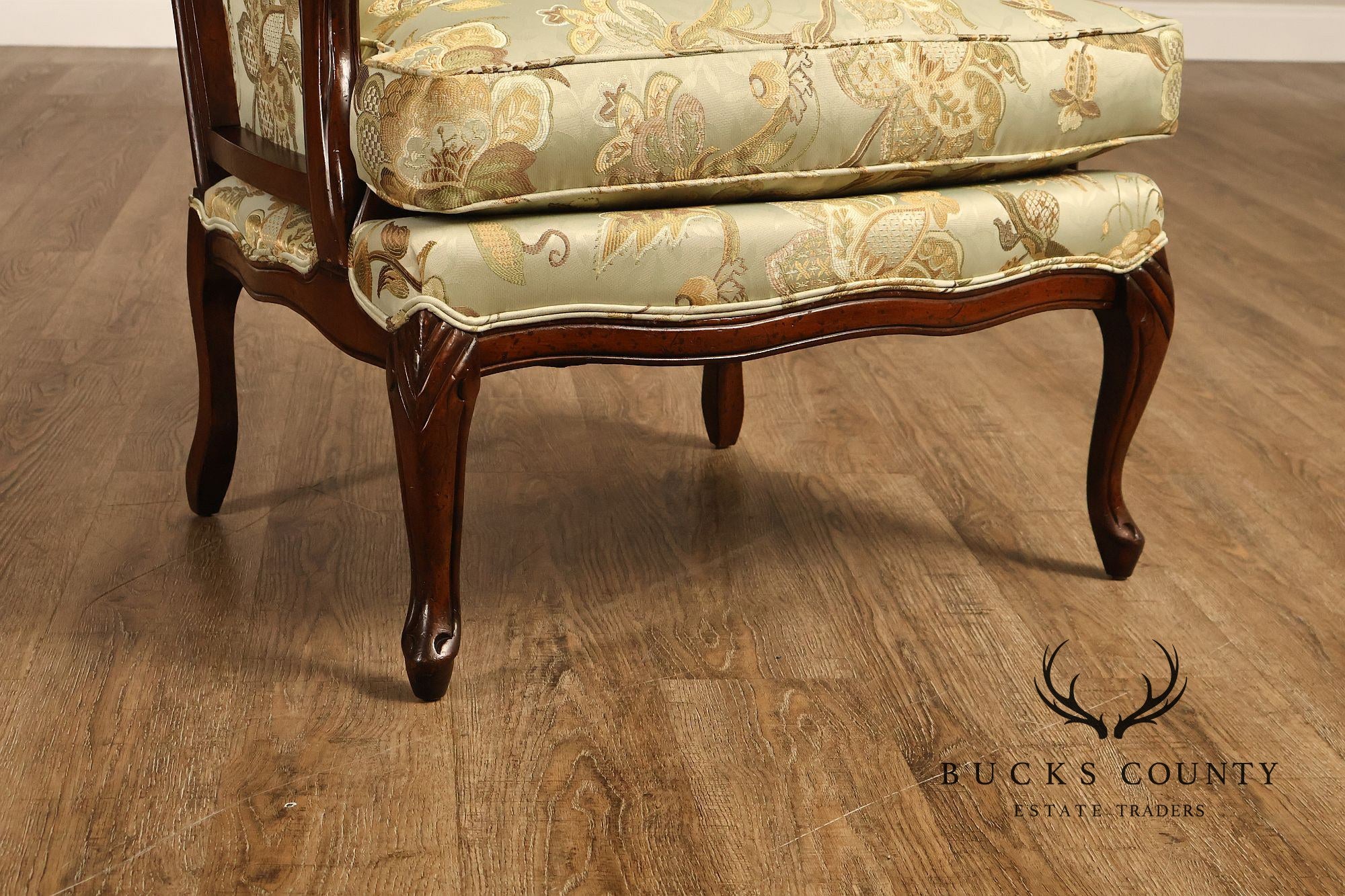Louis XV Style Pair Of Bergere Upholstered Lounge Chairs