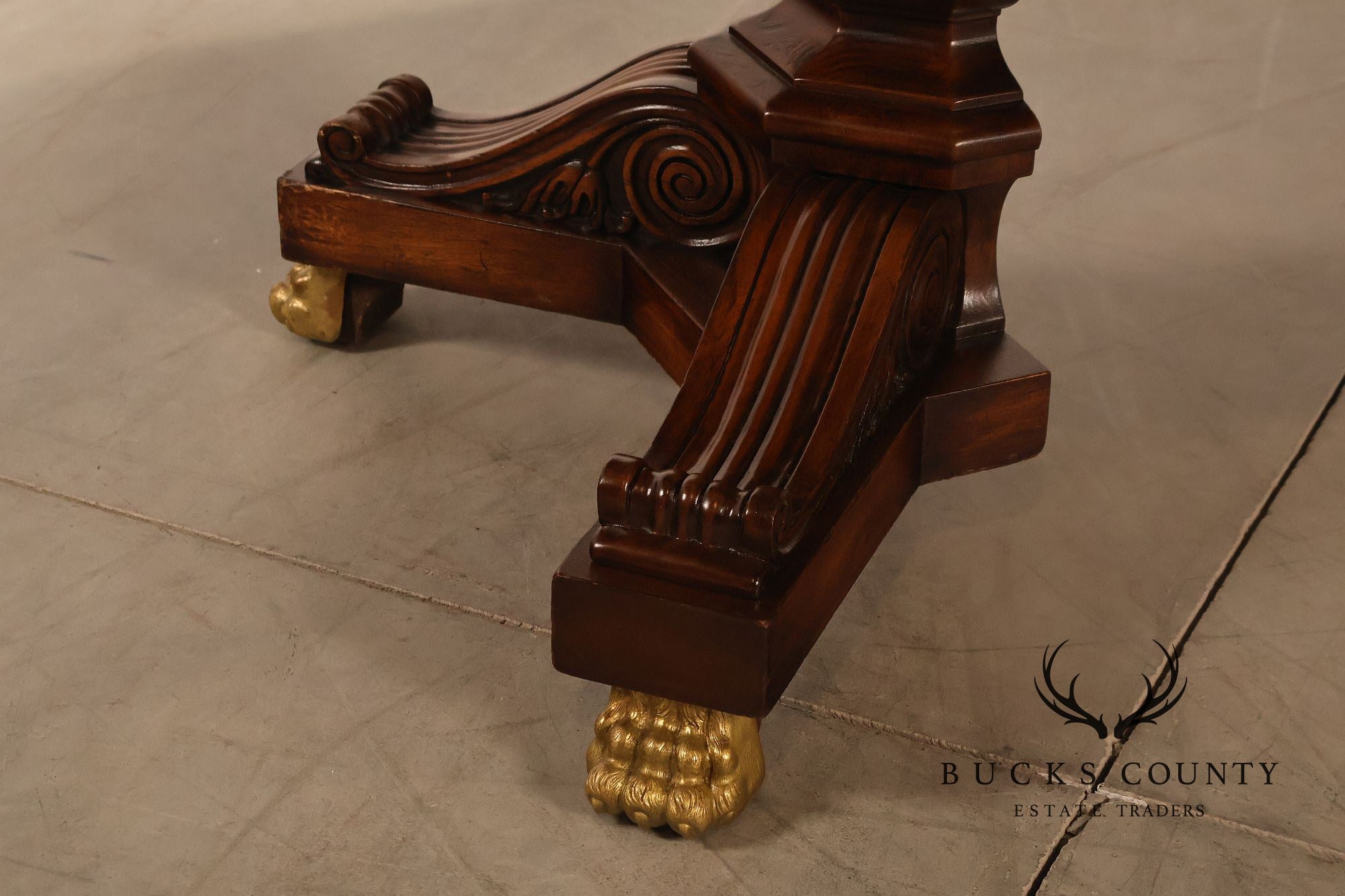 Karges Walnut Round Extendable Dining Table With Three Leaves