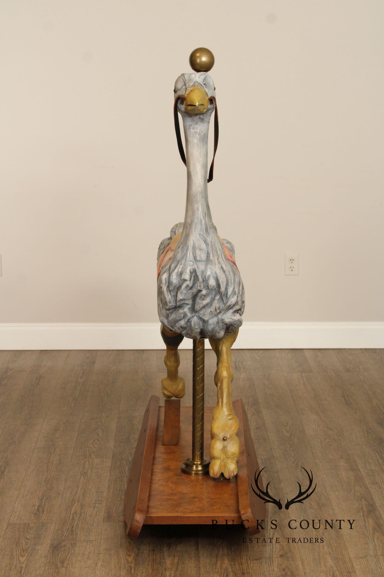 Vintage Polychrome Painted Carousel Ostrich