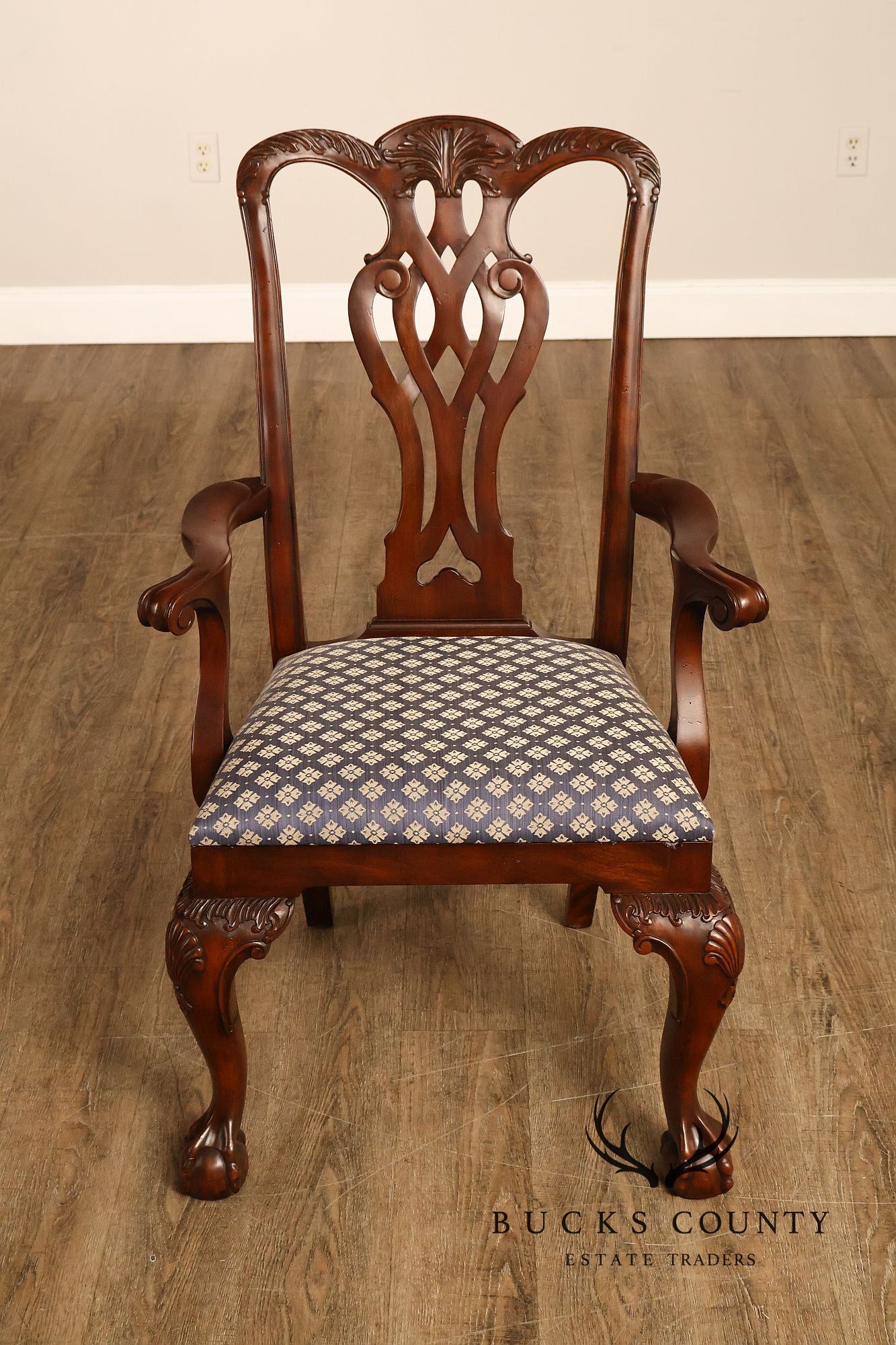 Maitland Smith Chippendale Style Pair Of Mahogany Armchairs