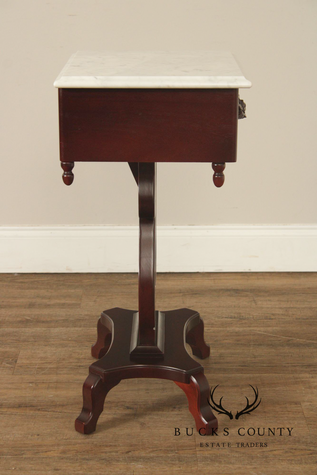 Victorian Style Marble Top Mahogany Side Table