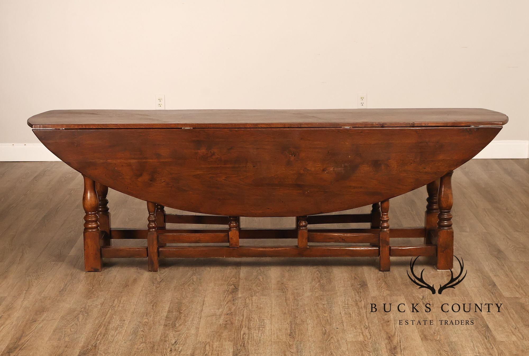 English Oak Large Gateleg Drop Leaf Dining Table