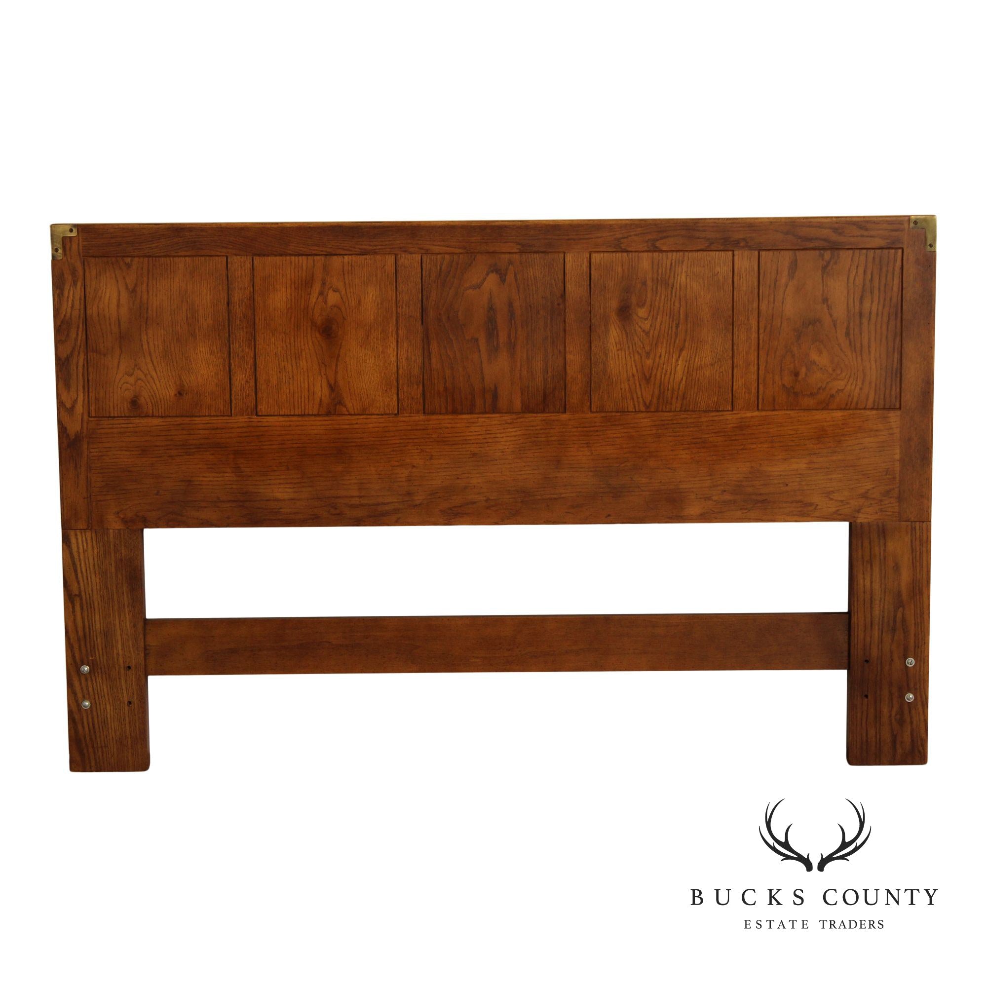 Henredon Artefacts Collection Campaign Style Queen Oak Headboard