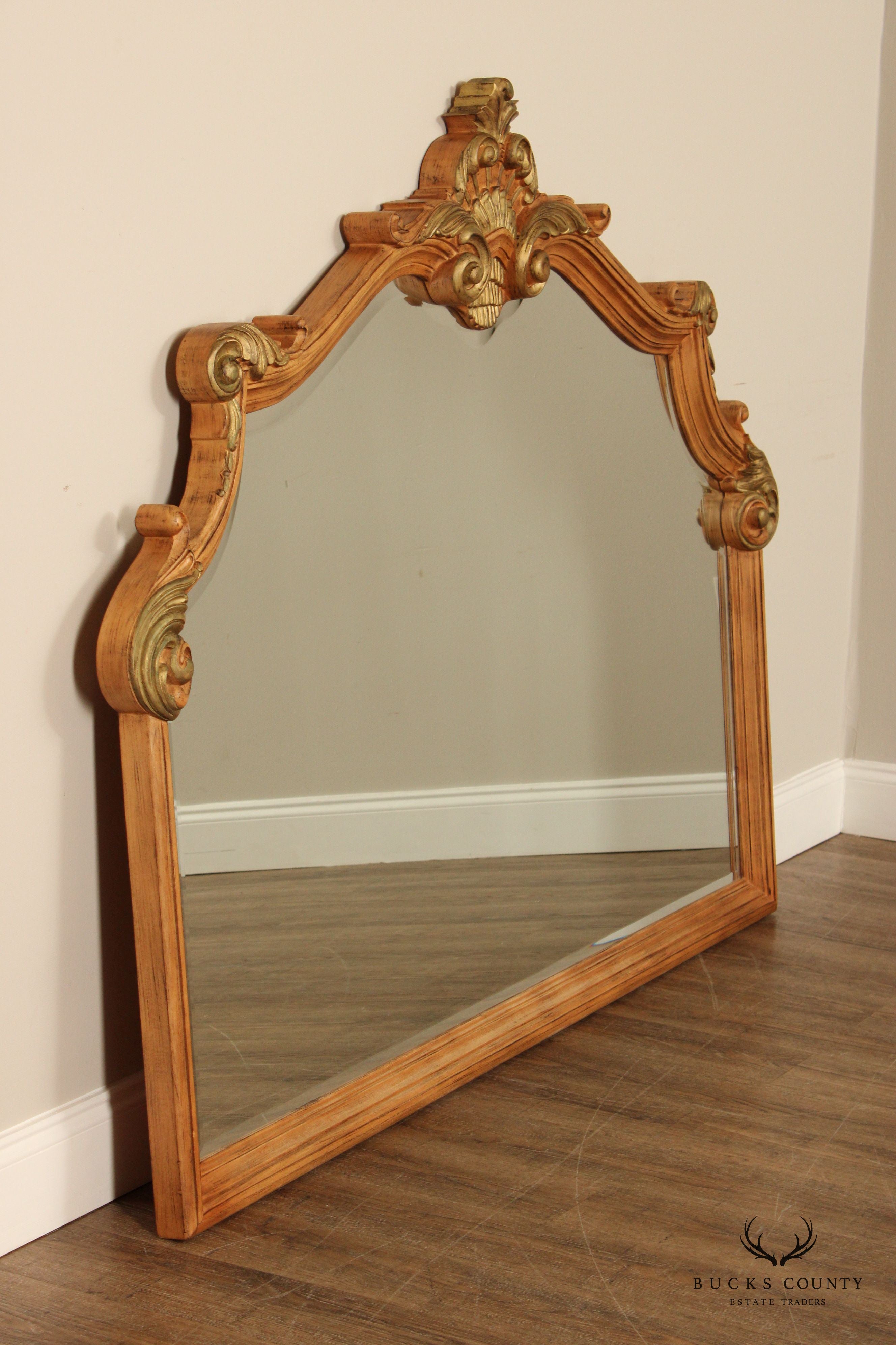 Jeffco Baroque Style Partial Gilt Carved Mantel Mirror