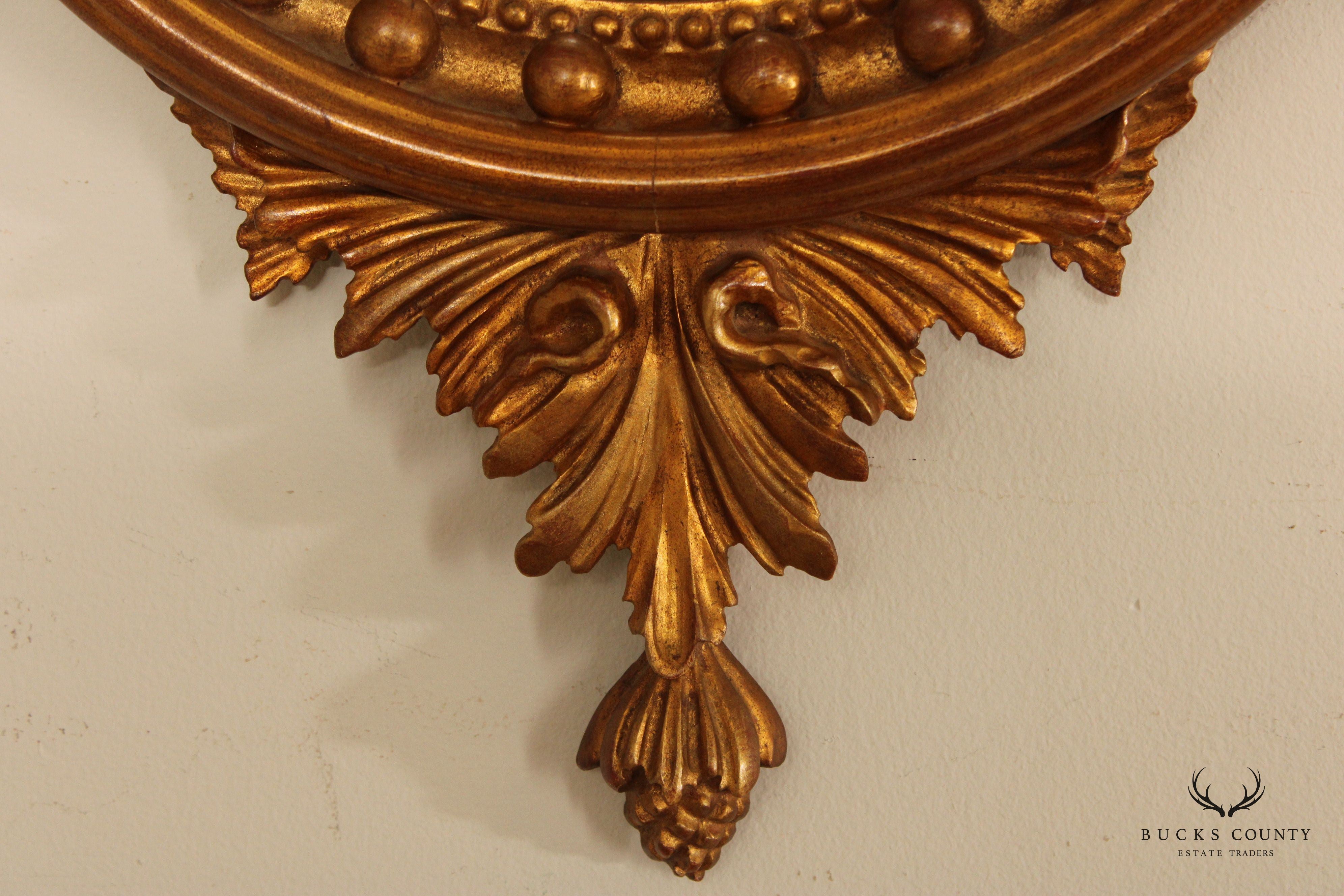 Federal Style Giltwood Eagle Carved Convex Wall Mirror