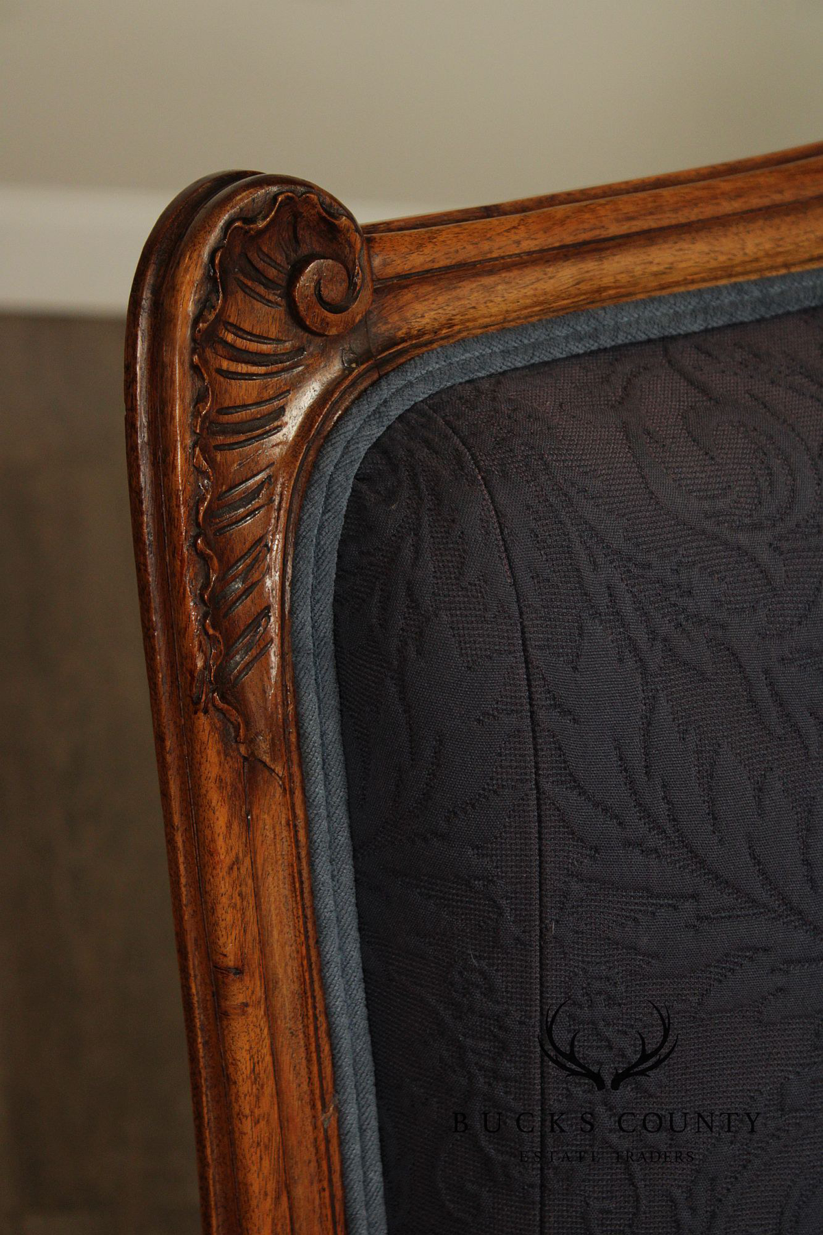 French Louis XV Style Carved Walnut Upholstered Settee