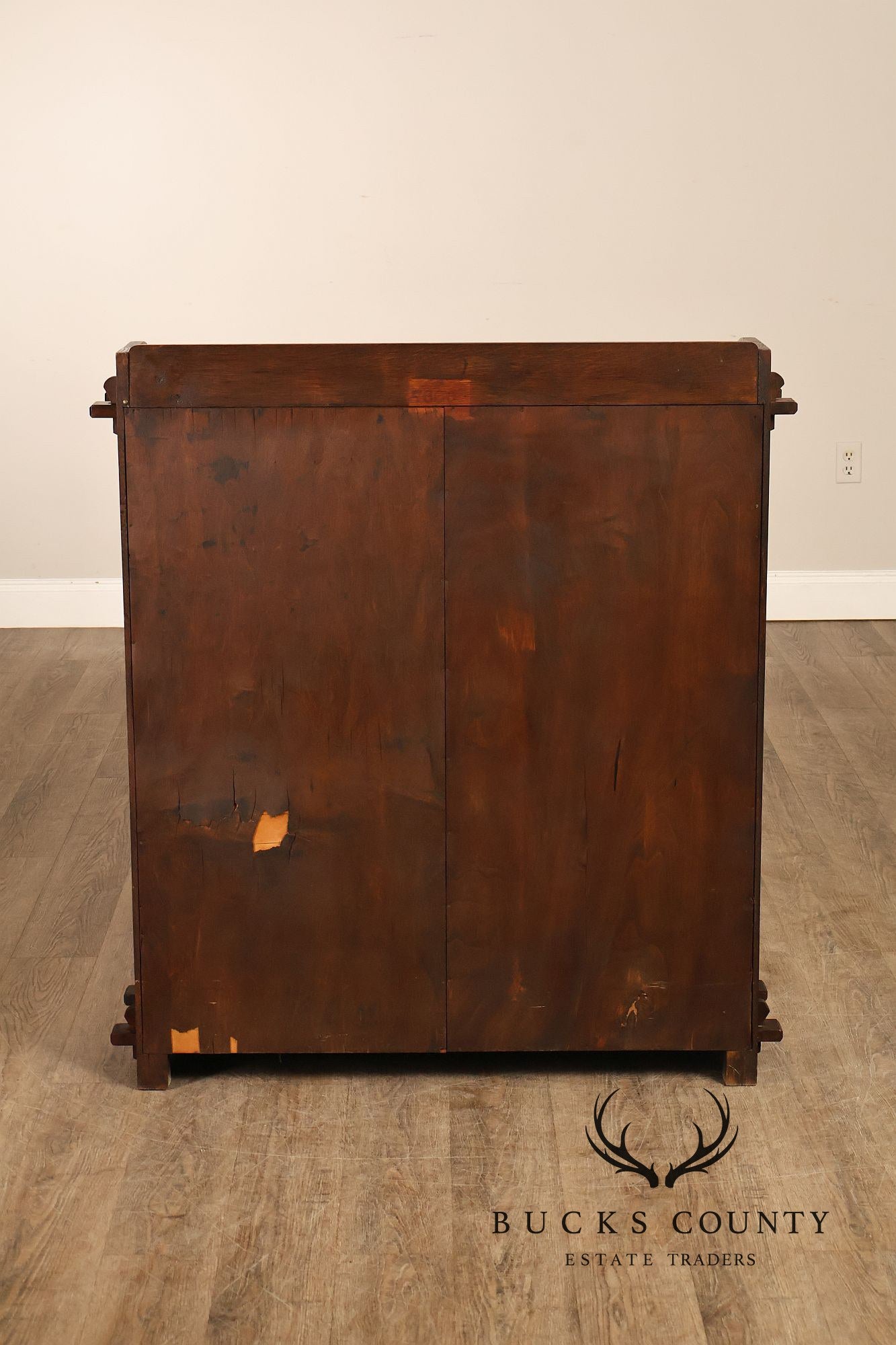 Antique Lifetime Mission Oak Two Door Bookcase Cabinet