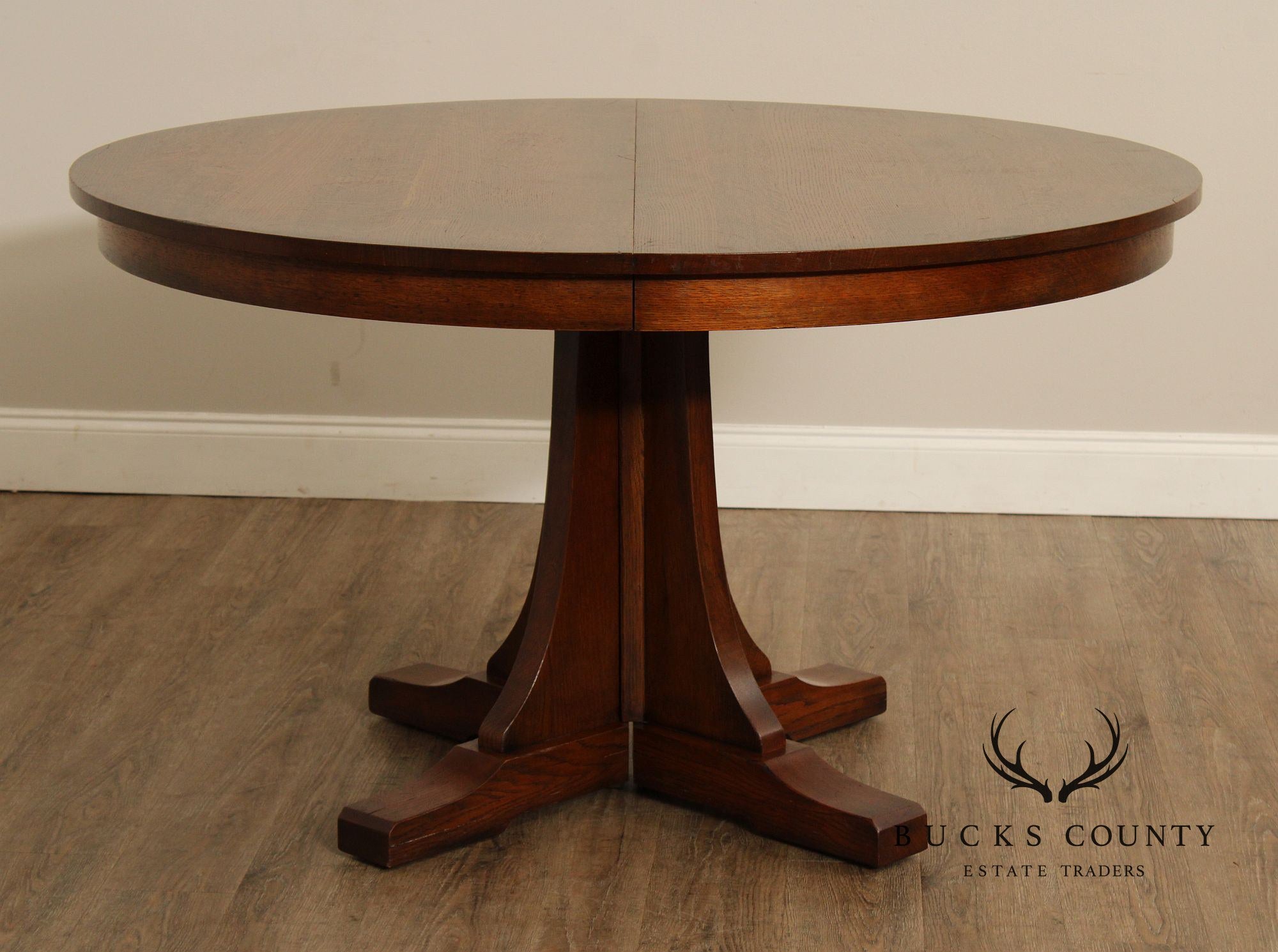 Stickley Mission Collection Oak Round Pedestal Dining Table