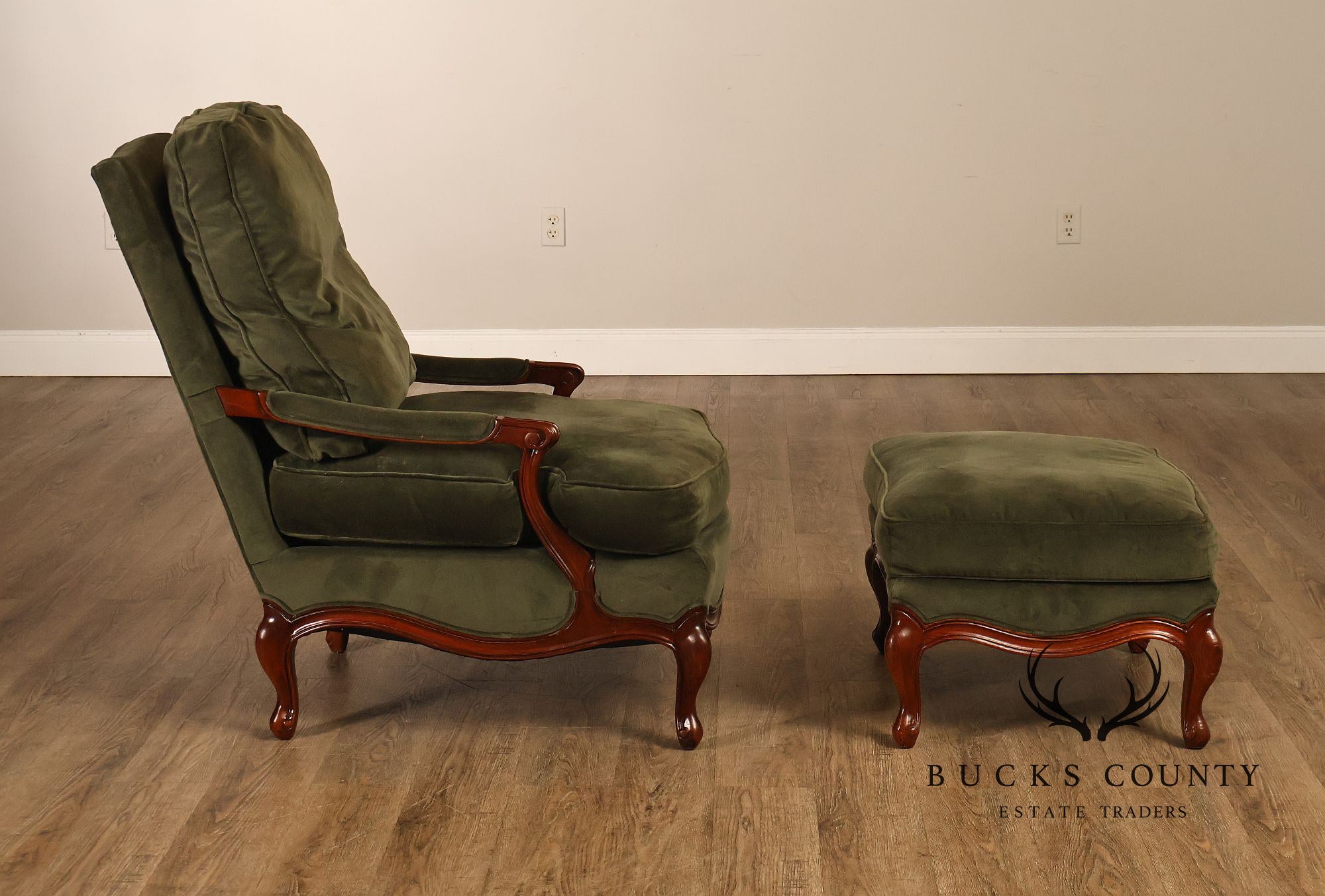 Hickory Chair Mark Hampton Collection Louis XV Style Upholstered Lounge Chair And Ottoman