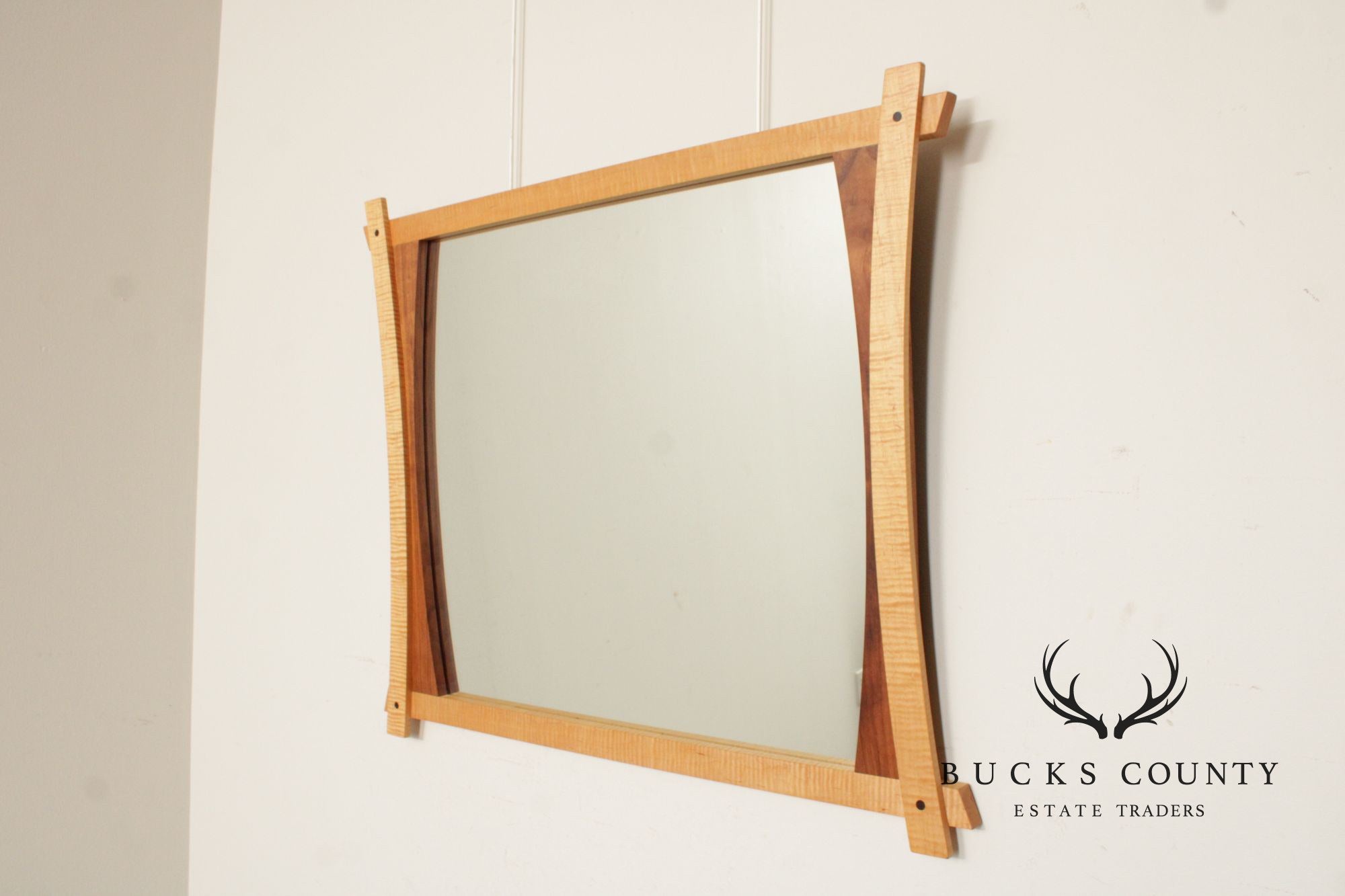 Studio Crafted Maple and Walnut Wall Mirror