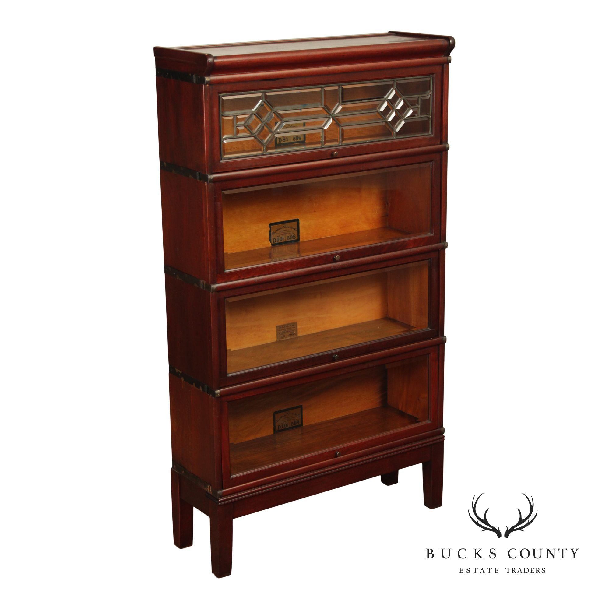 Globe Wernicke Antique Mahogany Four-Section Barrister Bookcase