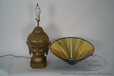 Vintage Pair of Mid Century Buddha Head Lamps by Plasto Co.