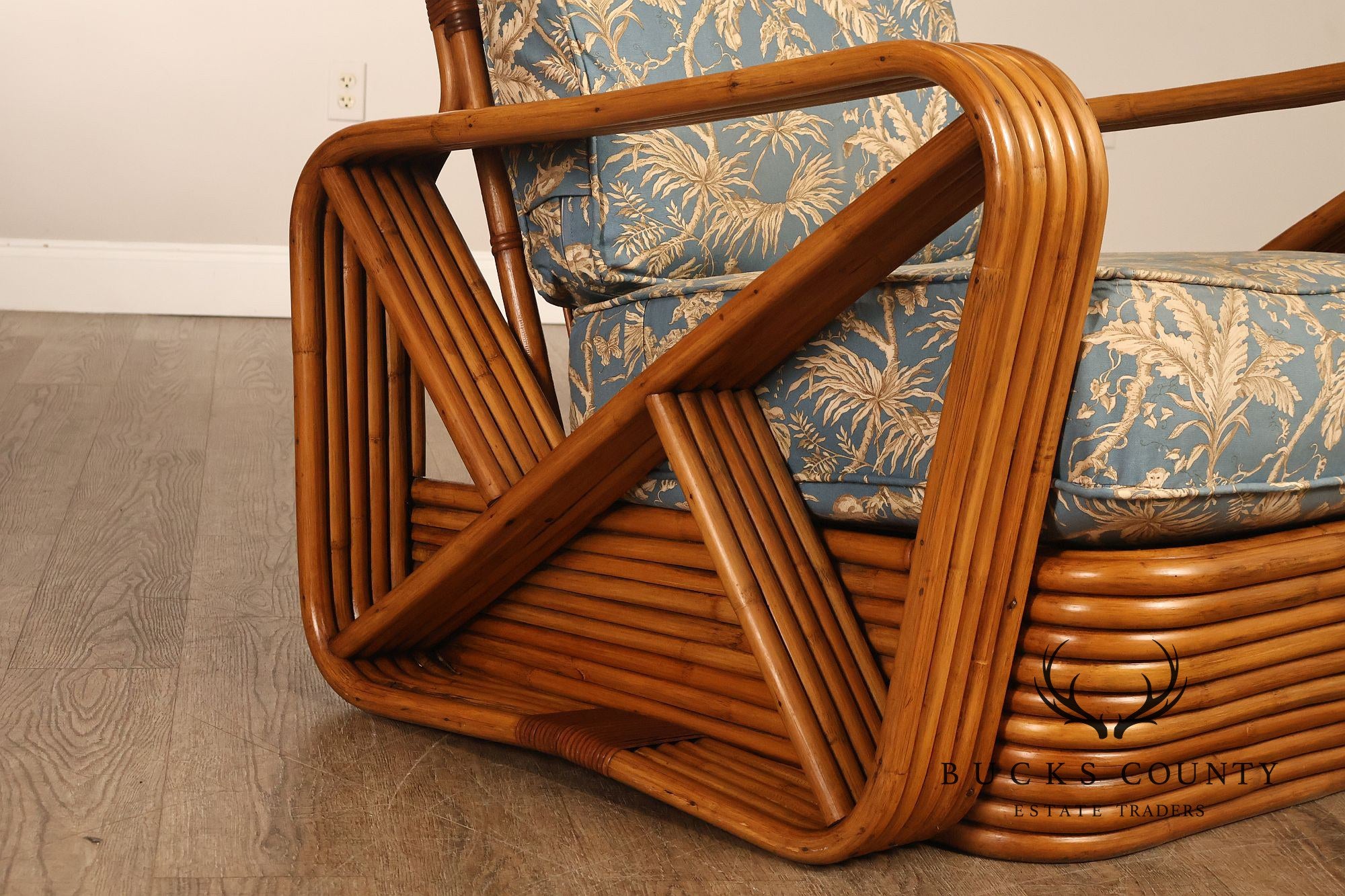 Paul Frankl Pair Of Pretzel Rattan Lounge Chairs