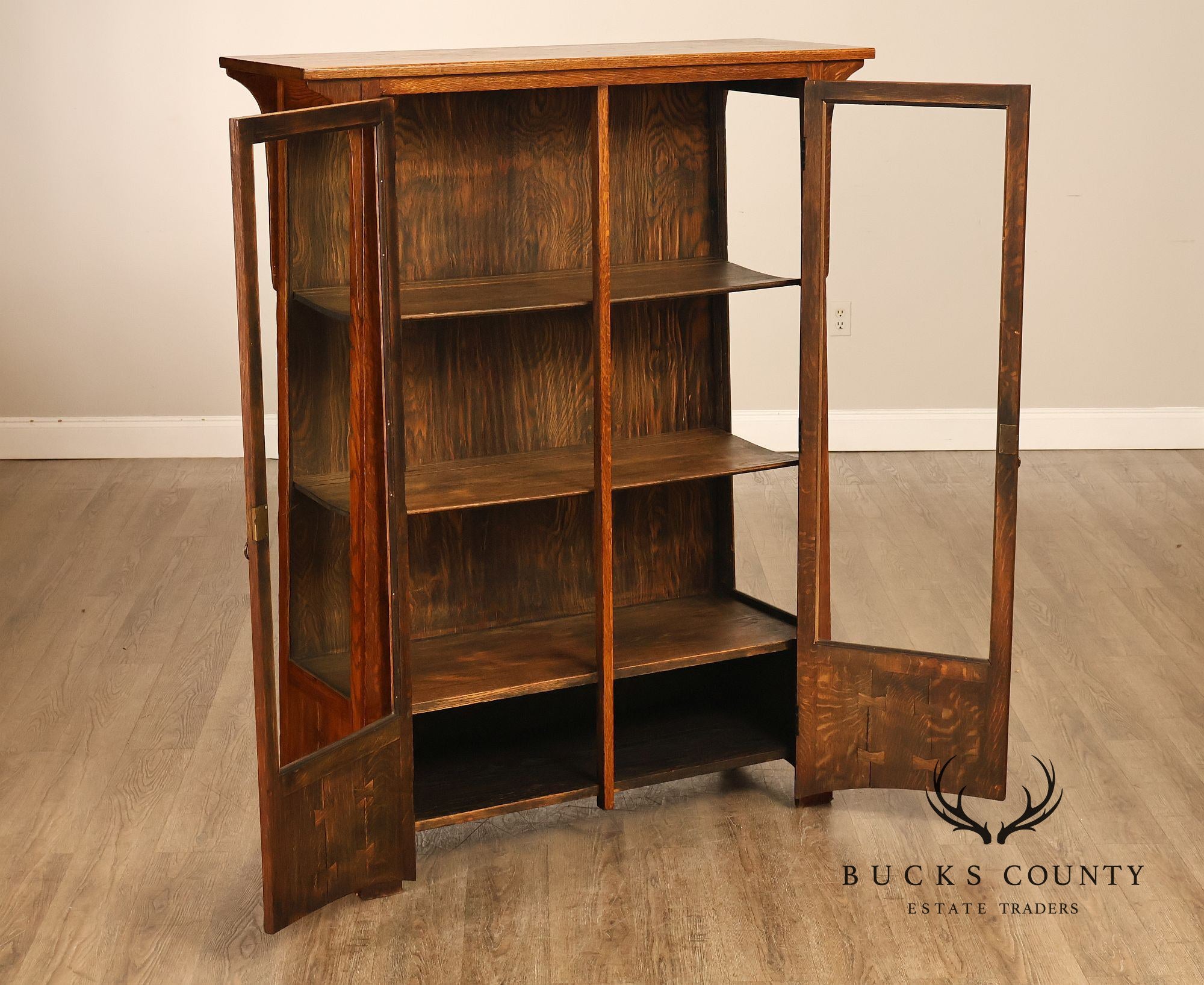 Charles Limbert Antique Oak Arts And Crafts China Cabinet