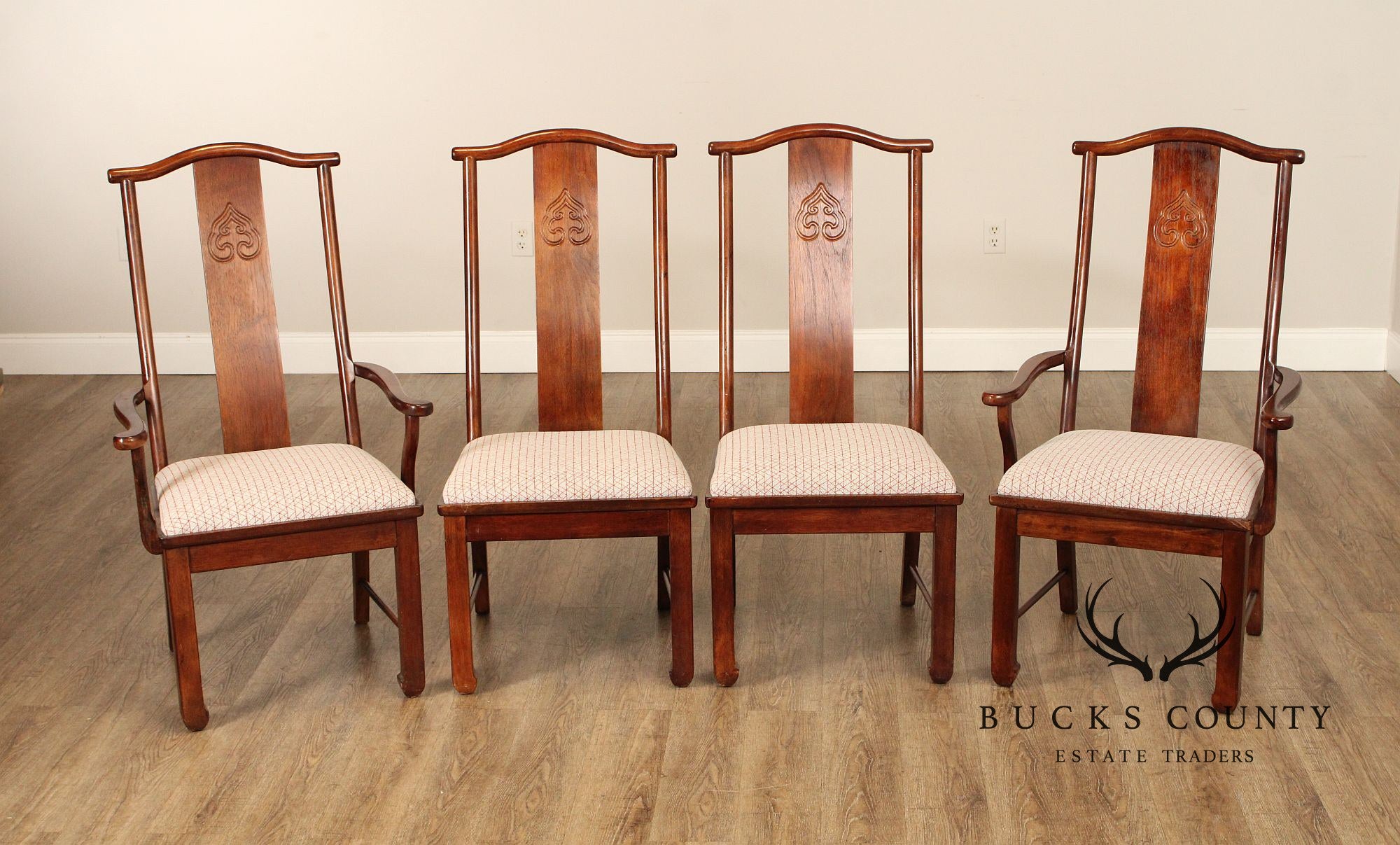 Bernhardt Chinese Style Set of Four Yoke Back Dining Chairs