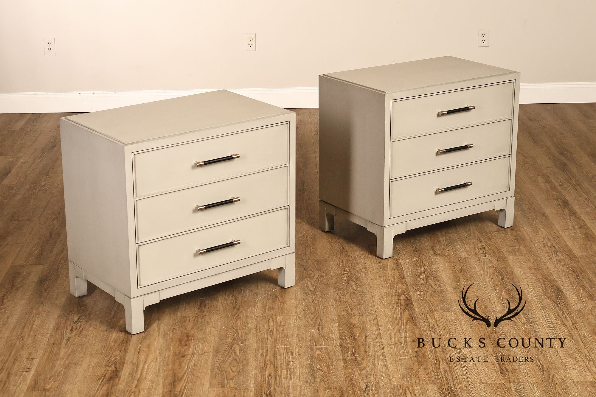 Vanguard Furniture Contemporary Pair Of Grey Three Drawer Chests Night Stands