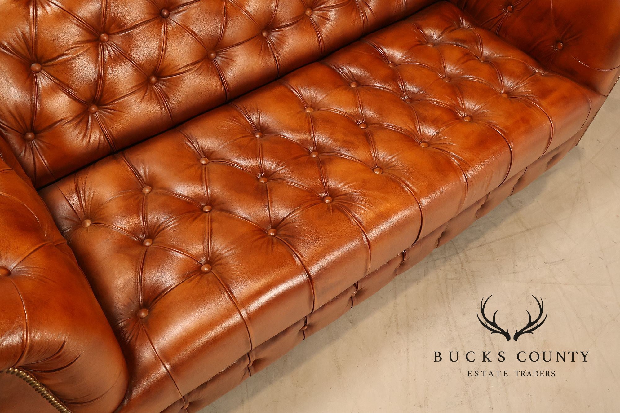 Chesterfield Style Brown Leather Sofa