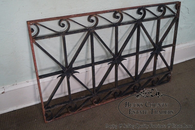 Antique Hand Wrought Iron Pair of Black Iron Regency Style Wall Grates (B)
