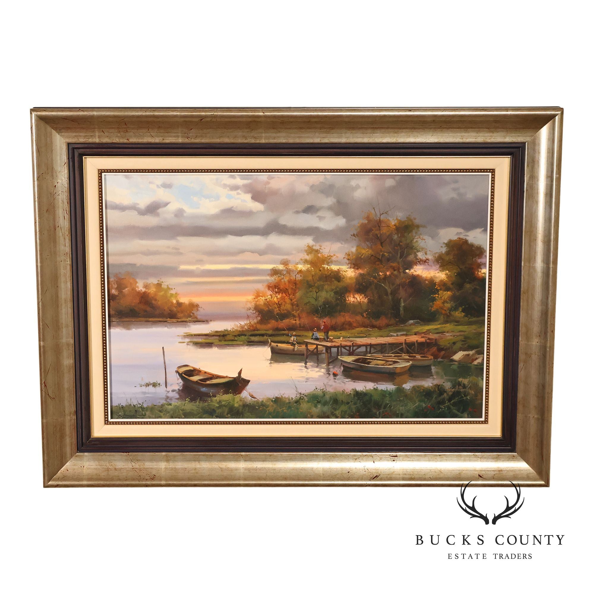 Salvador Caballero Tarde De Pesca Landscape Oil Painting