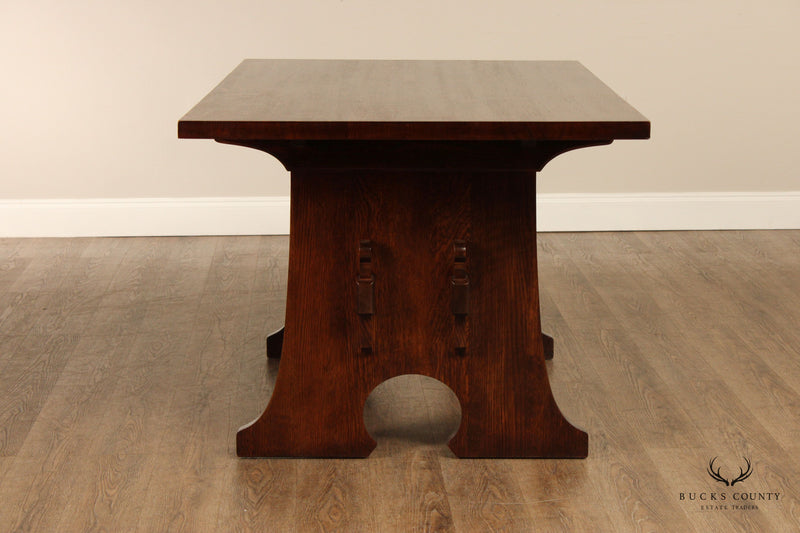 Stickley Mission Collection Oak Keyhole Trestle Dining Table