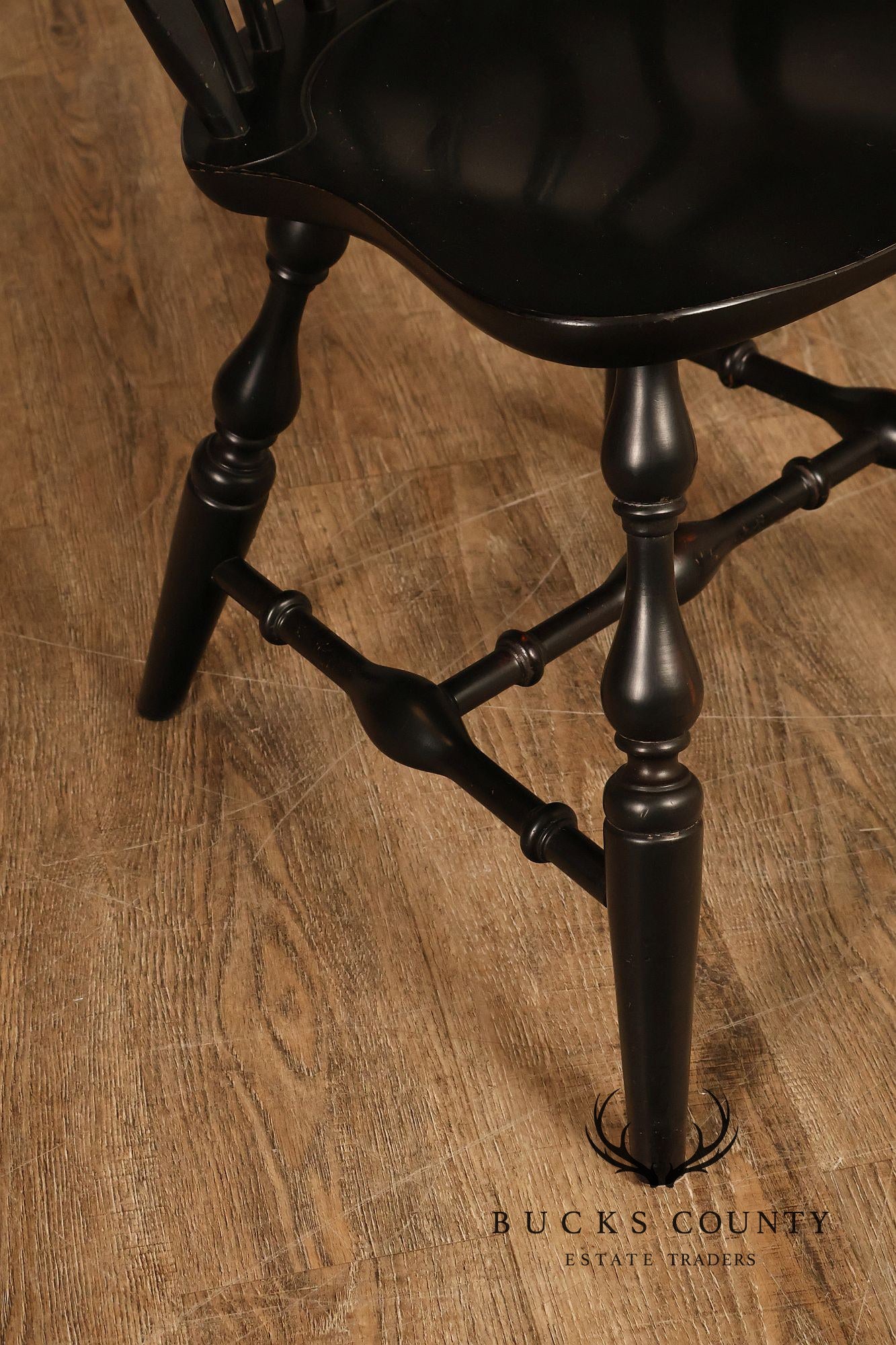 Nichols And Stone Set Of Six Black Windsor Dining Chairs