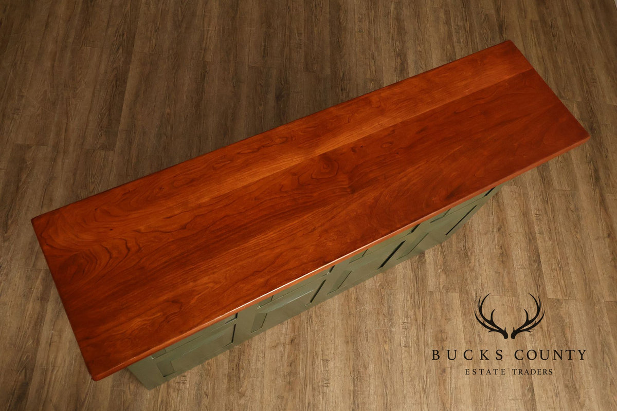 Custom Painted Wood Bar With Solid Wood Top
