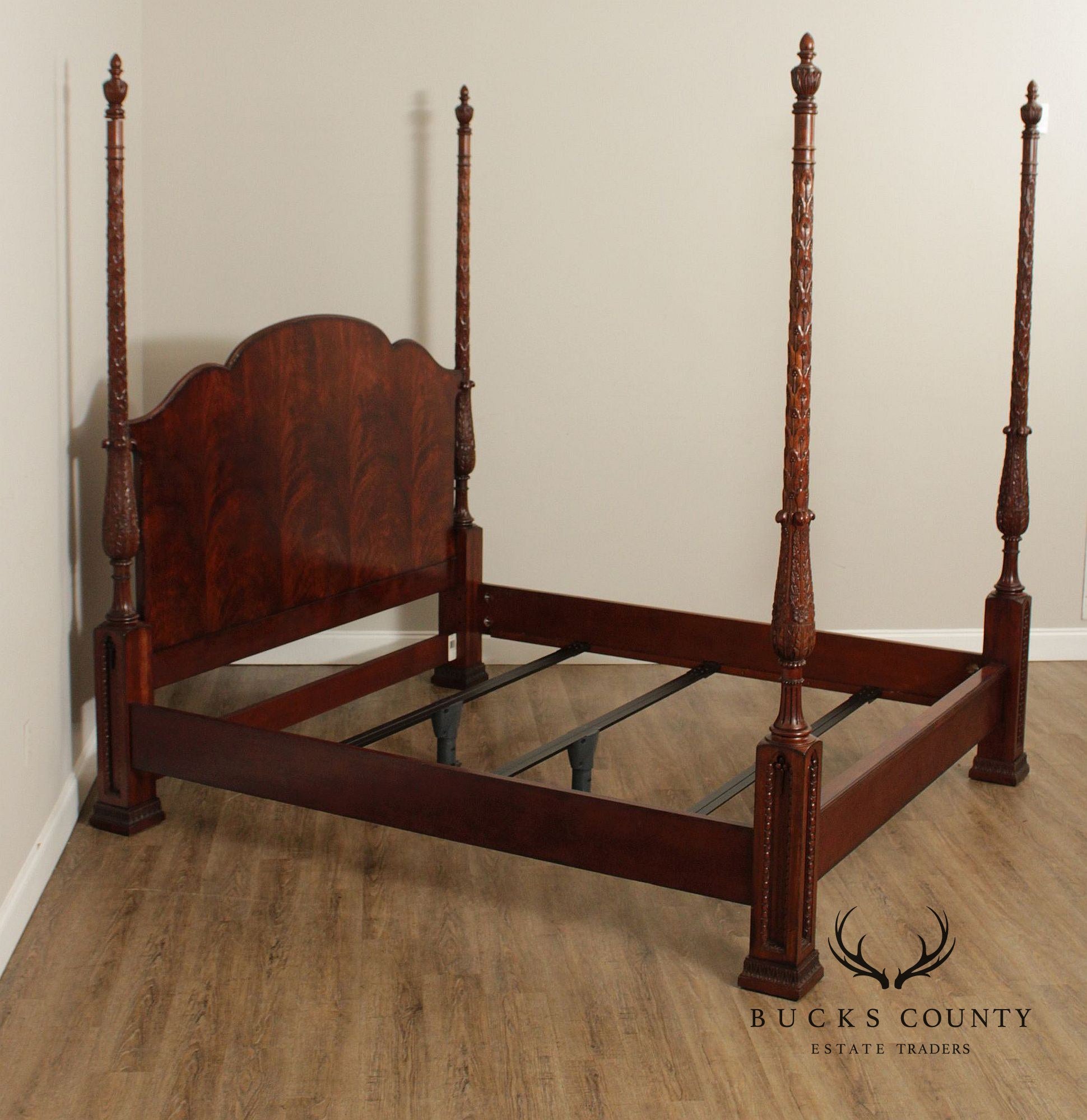 Century Furniture Carved Mahogany King Poster Bed