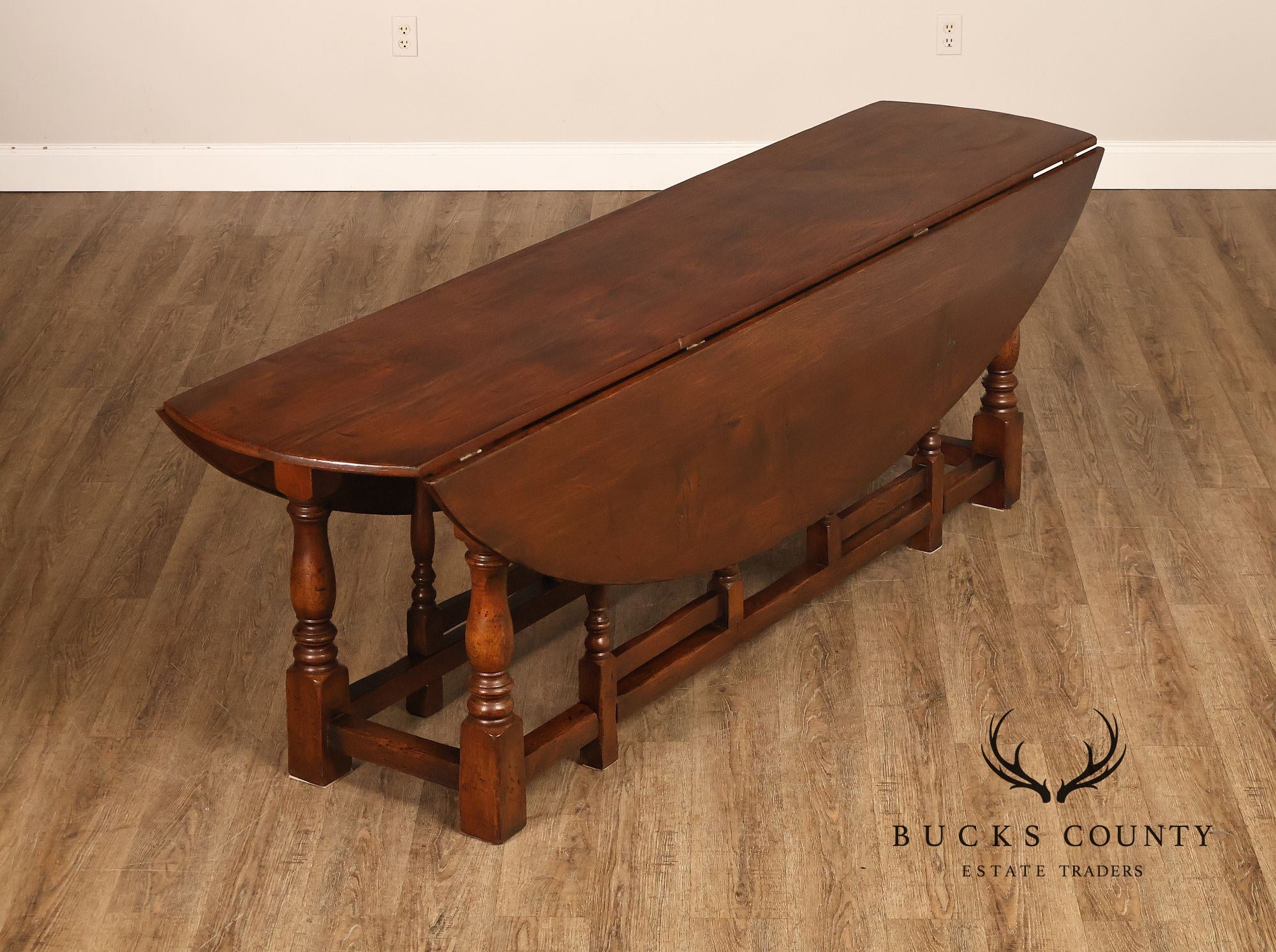 English Oak Large Gateleg Drop Leaf Dining Table