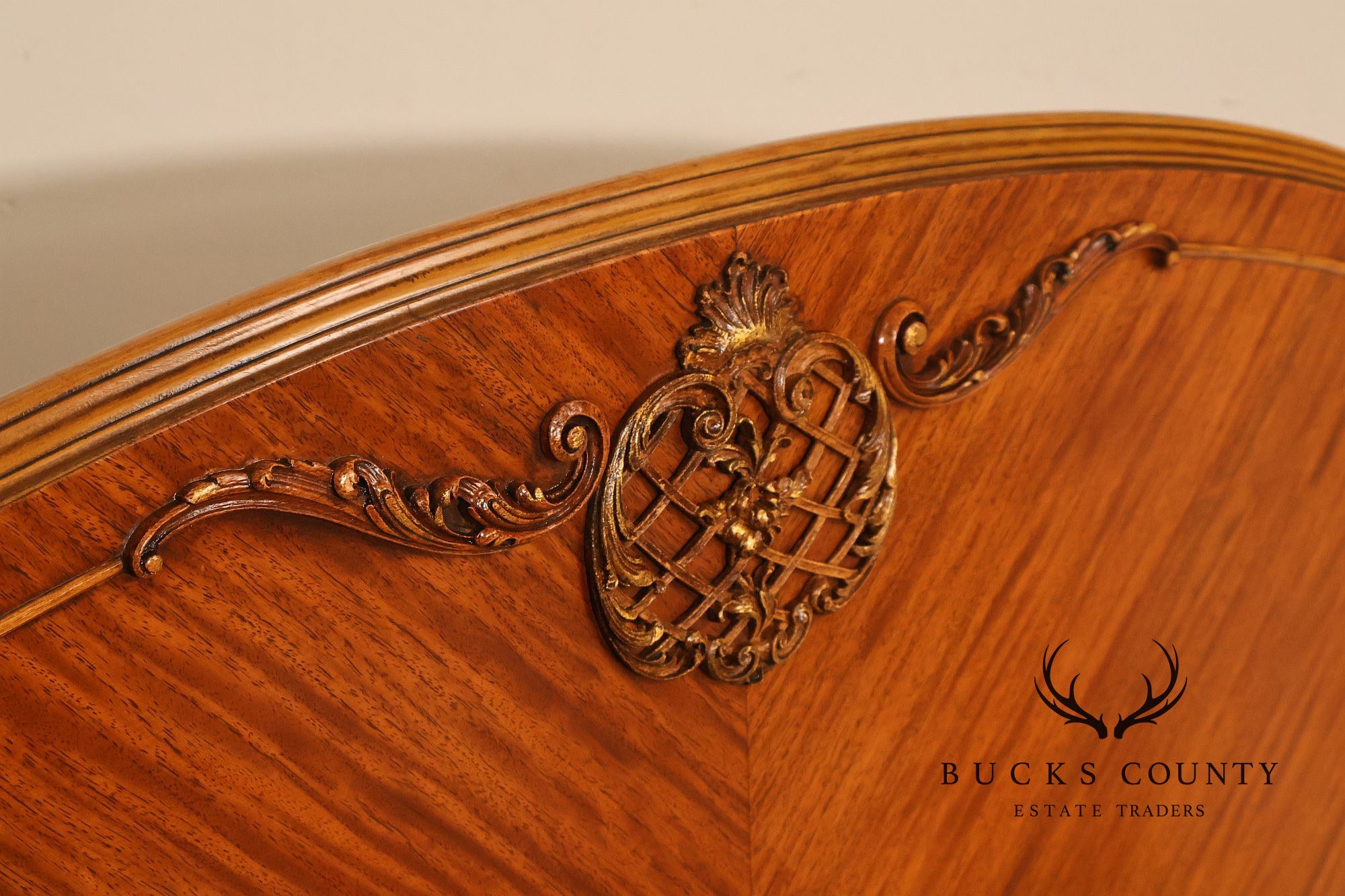 1940's Vintage French Style Full Size Satinwood Bed