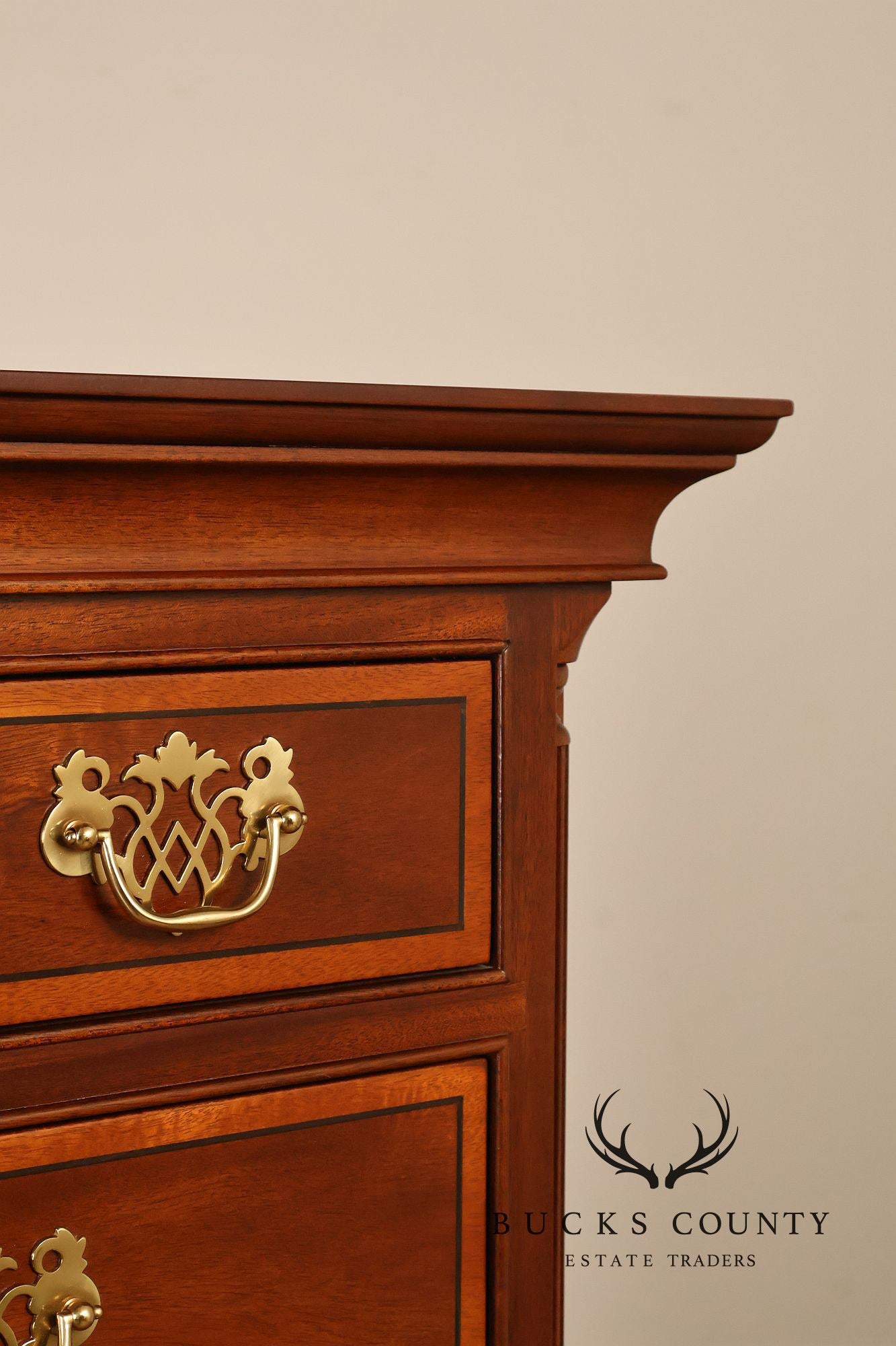 Stickley Georgian Style Banded Mahogany Tall Chest