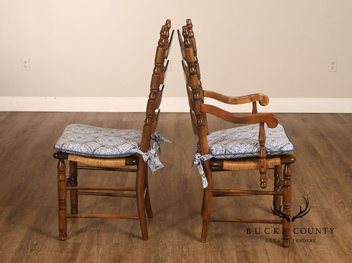 Hickory Chair Co. Set Of Six Country Ladder Back Rush Seat Dining Chairs