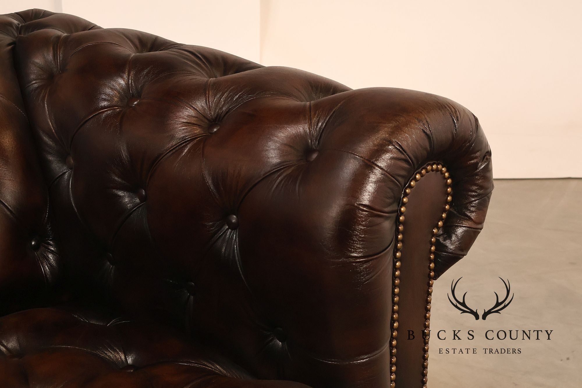 Chesterfield Style Dark Brown Tufted Leather Club Chair