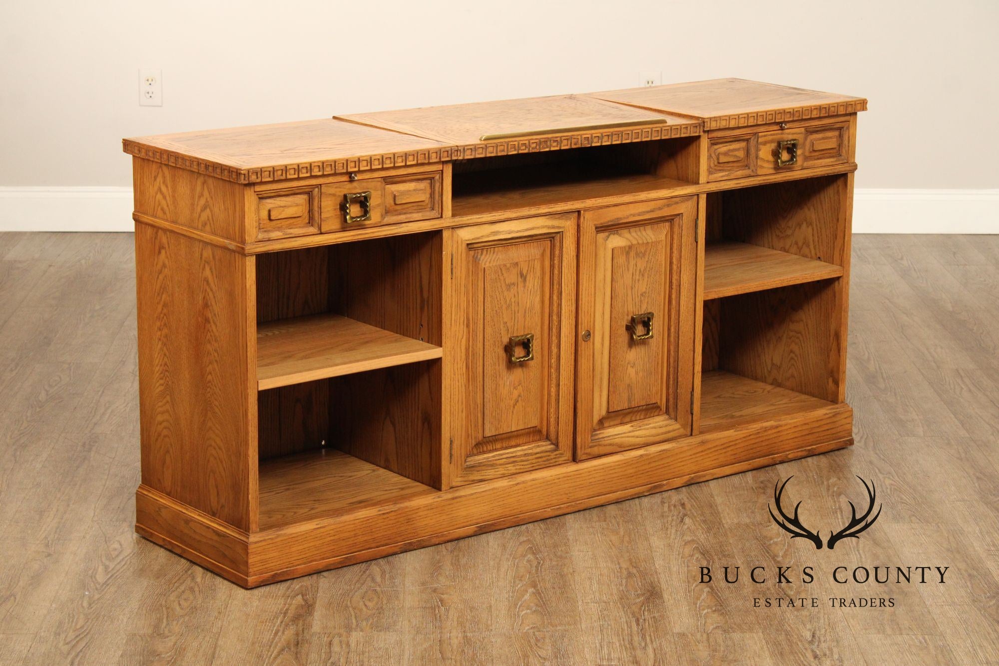 Romweber Viking Oak Bookcase Office Credenza