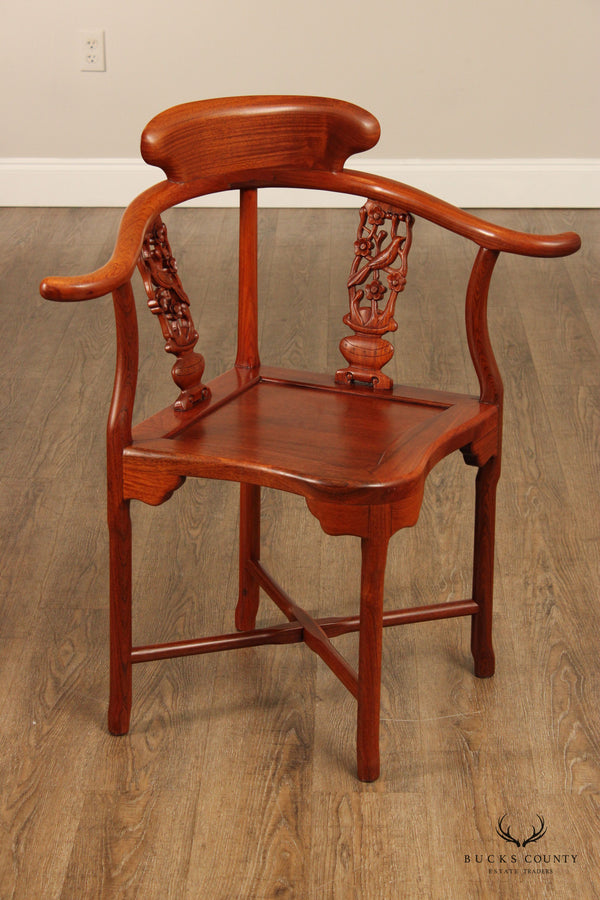 Chinese Rosewood Carved Corner Chair