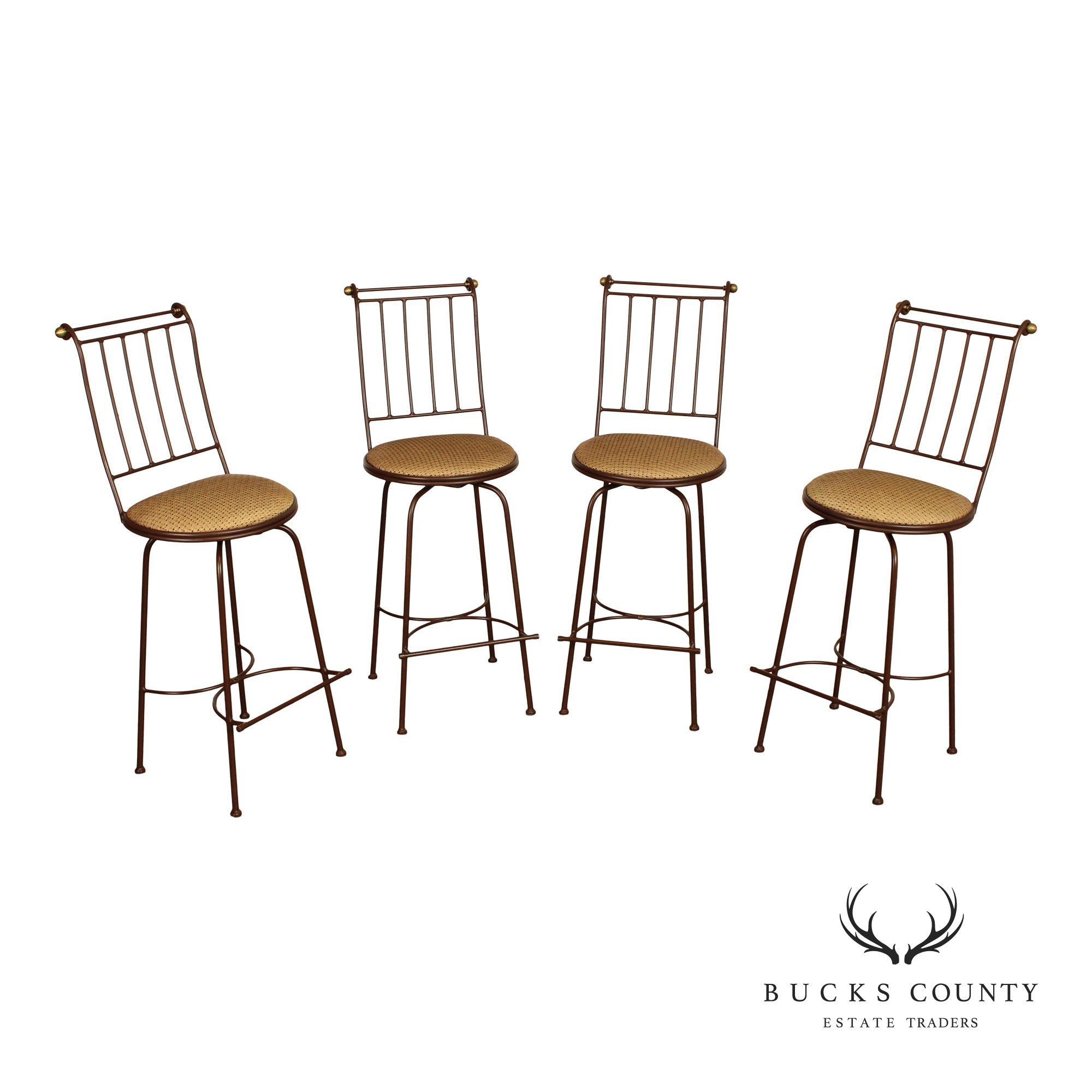 Charleston Forge Set of Four Wrought Iron Swivel Bar Stools