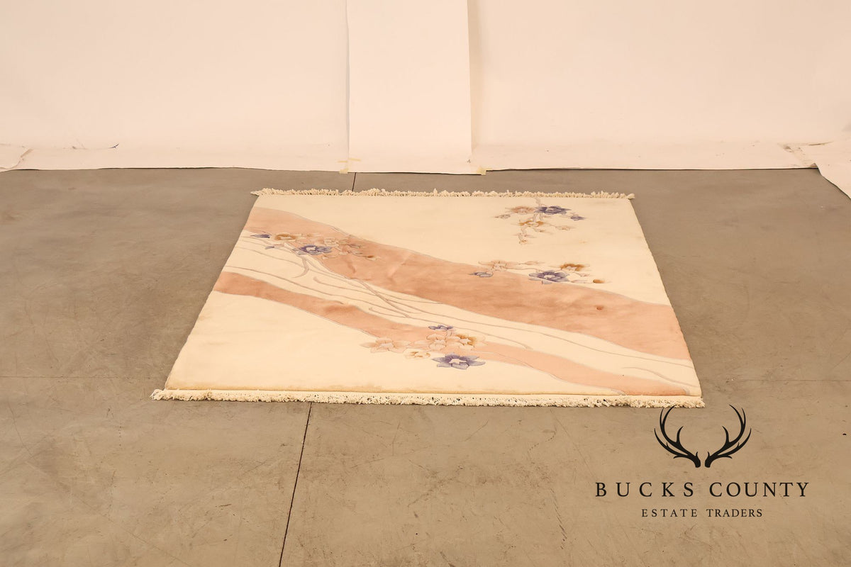Hand Woven Chinese Art Deco Floral Wool 6x9 Area Rug