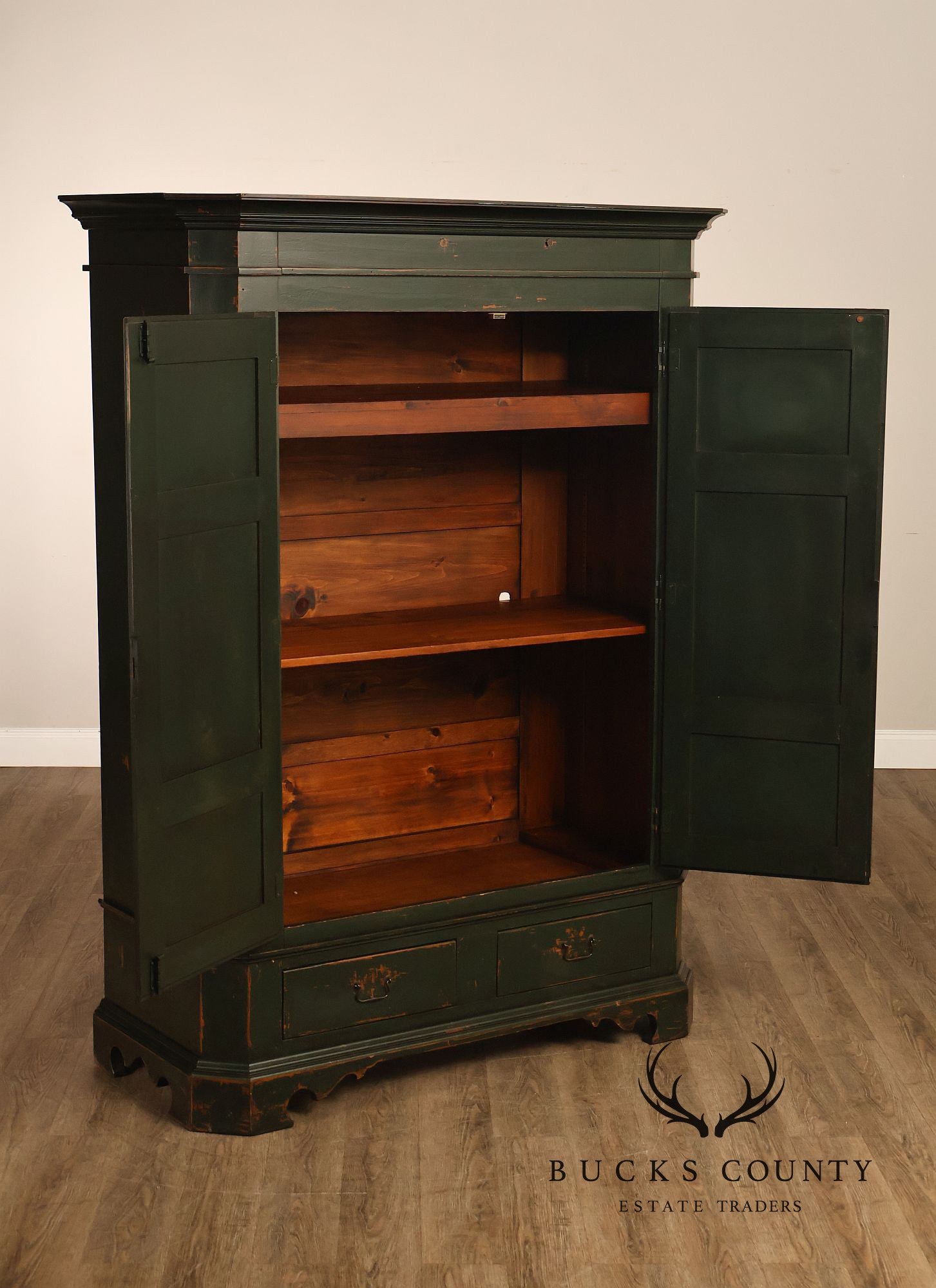 American Country Primitive Style Painted Linen Cabinet