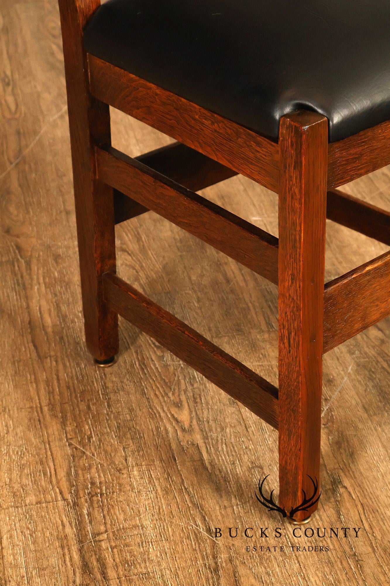 Antique L. & J.G. Stickley Mission Oak Set Of Four Ladder Back Dining Chairs
