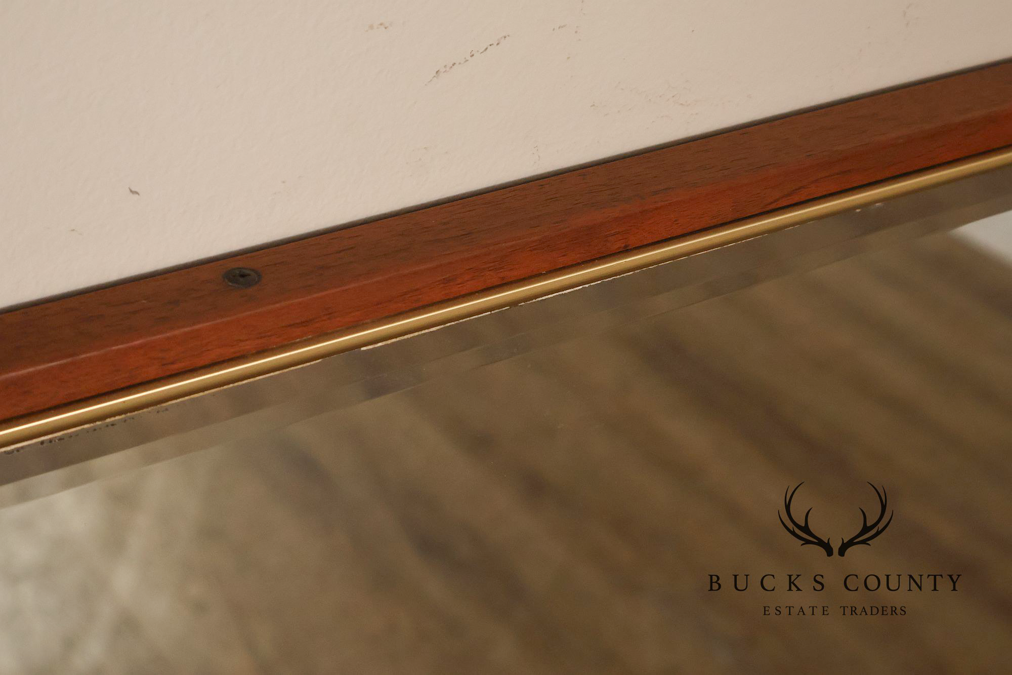 Mid Century Modern Walnut Frame Large Octagonal Wall Mirror