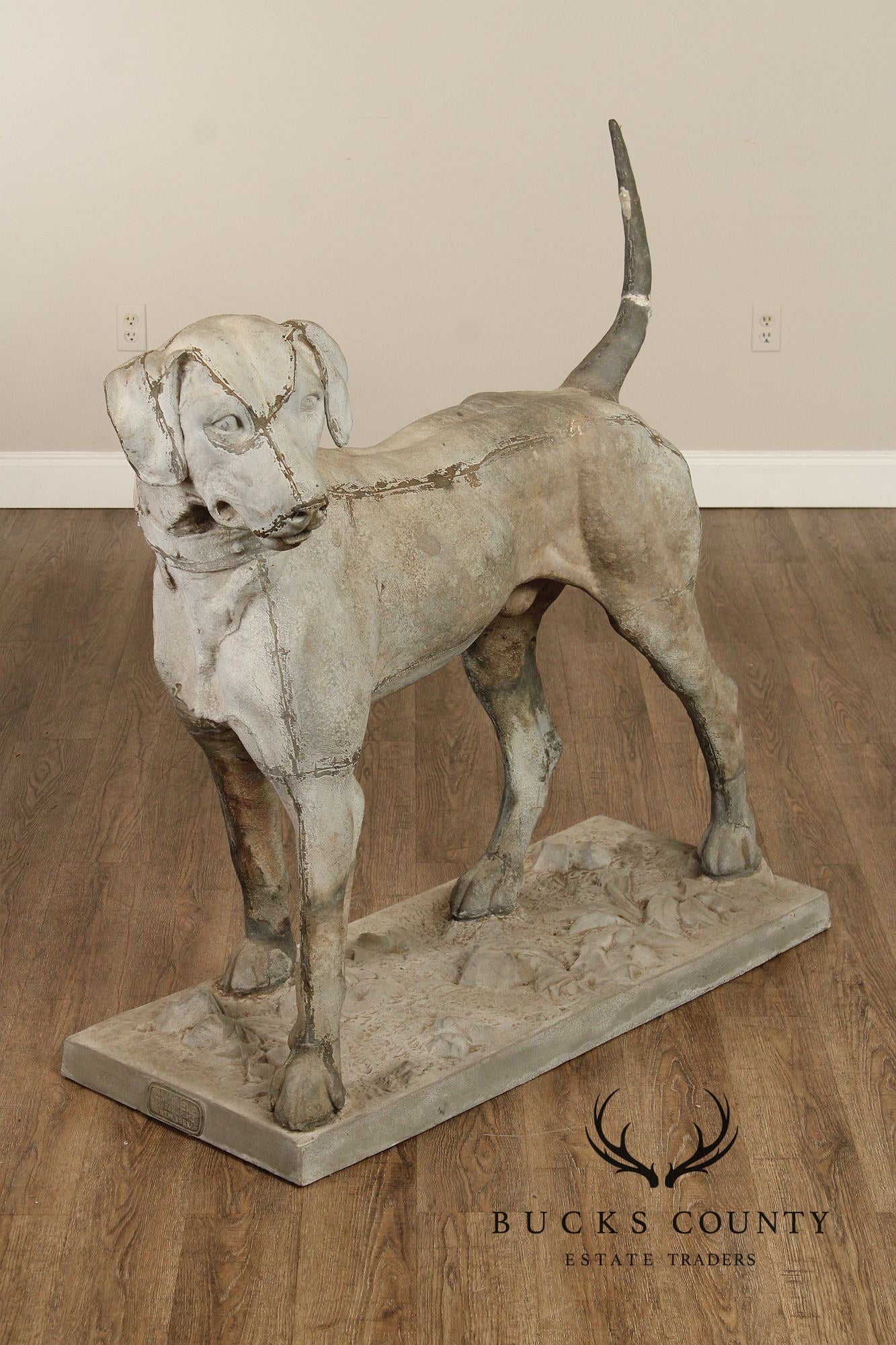 Antique J.W. Fiske Zinc Morley's Dog Statue